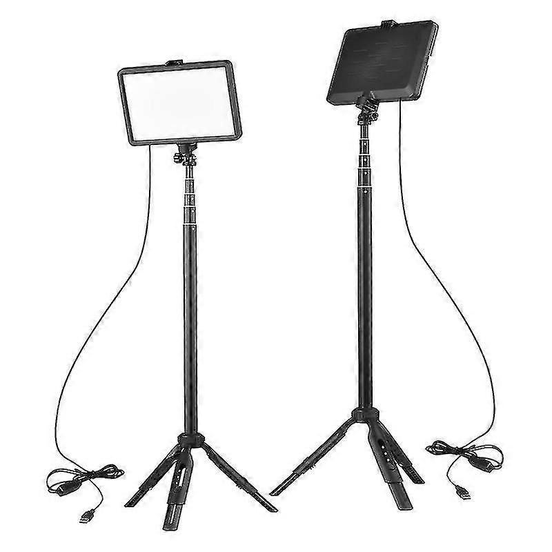 Upgraded USB Bi-color Temperature LED Video Light Kit with 2 * LED Fill Light 3200K-5600K 10 Levels Brightness + 2 * Extendable Tripod Max.148cm/58in
