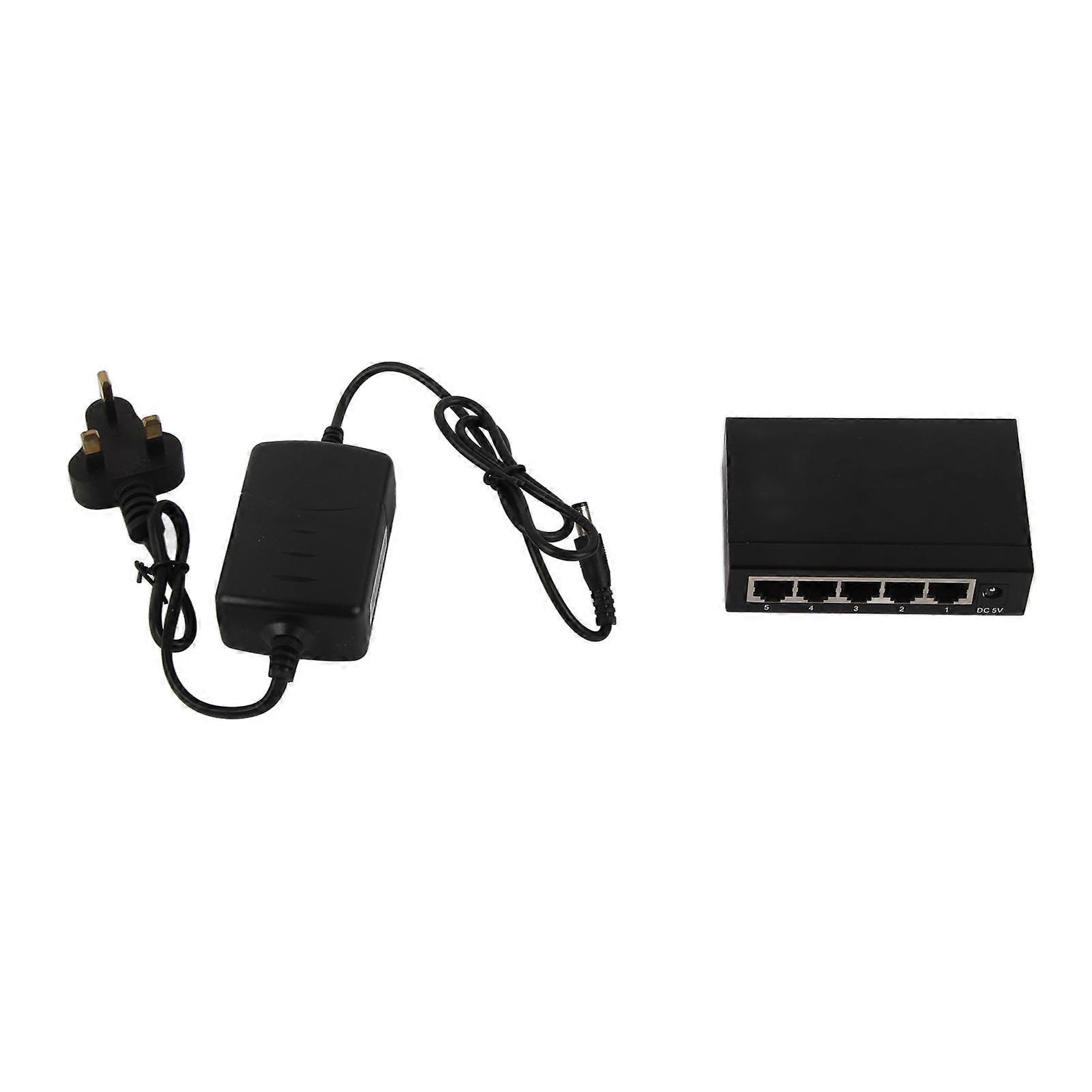 5 Port 10/100Mbps Ethernet Switch Plug and Play Unmanaged Hub for Home Office Network