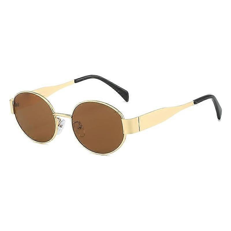 Retro Metal Frame Sunglasses with Classic Round Shape, UV400 Protection, and Lightweight Design for Adults