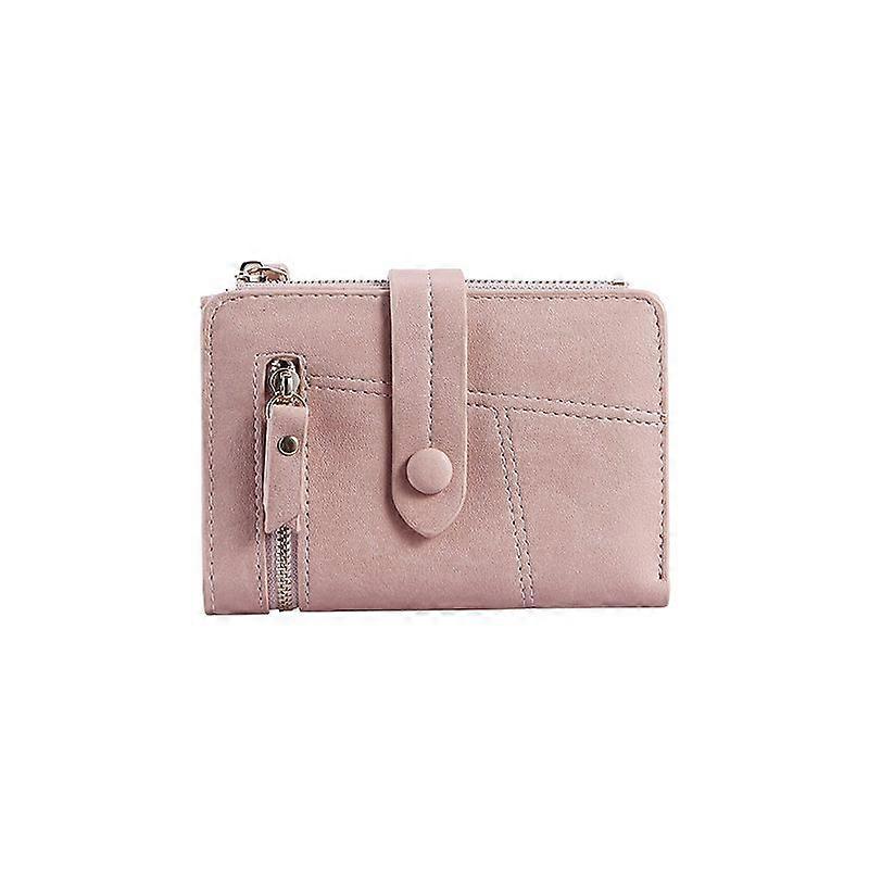 Female student multi-functional folding purse leather bag (pink)