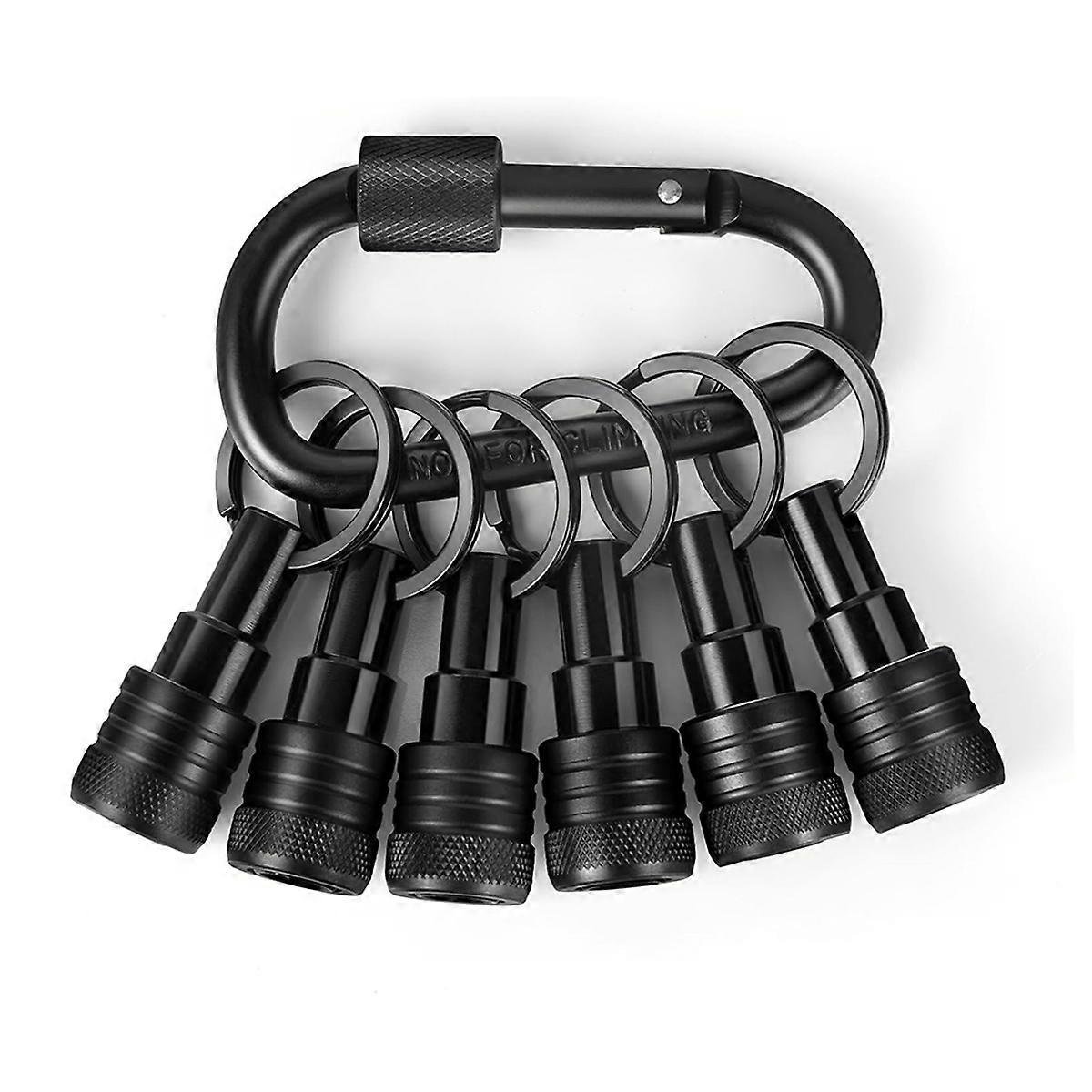 6PCS Bit Holders Keychain, 1/4 Inch Hex Shank Bit Holders, Quick-Change Design for Nut Driver, Screwdriver & Drill Bits