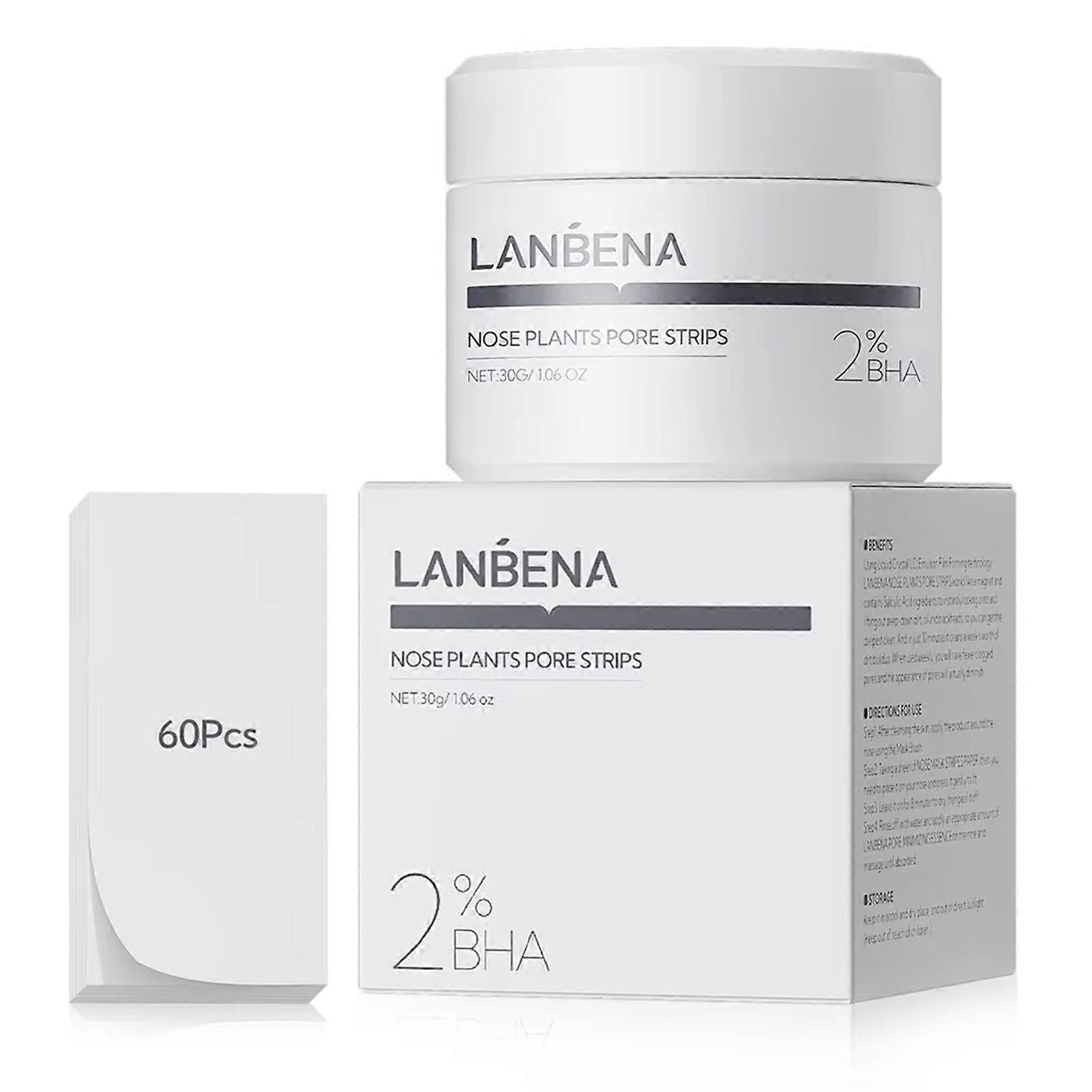 LANBENA Blackhead Peel-Off Mask 2.0 - 60 Sheets Deep Cleansing Nose Strips, Removes Blackheads & Unclogs Pores