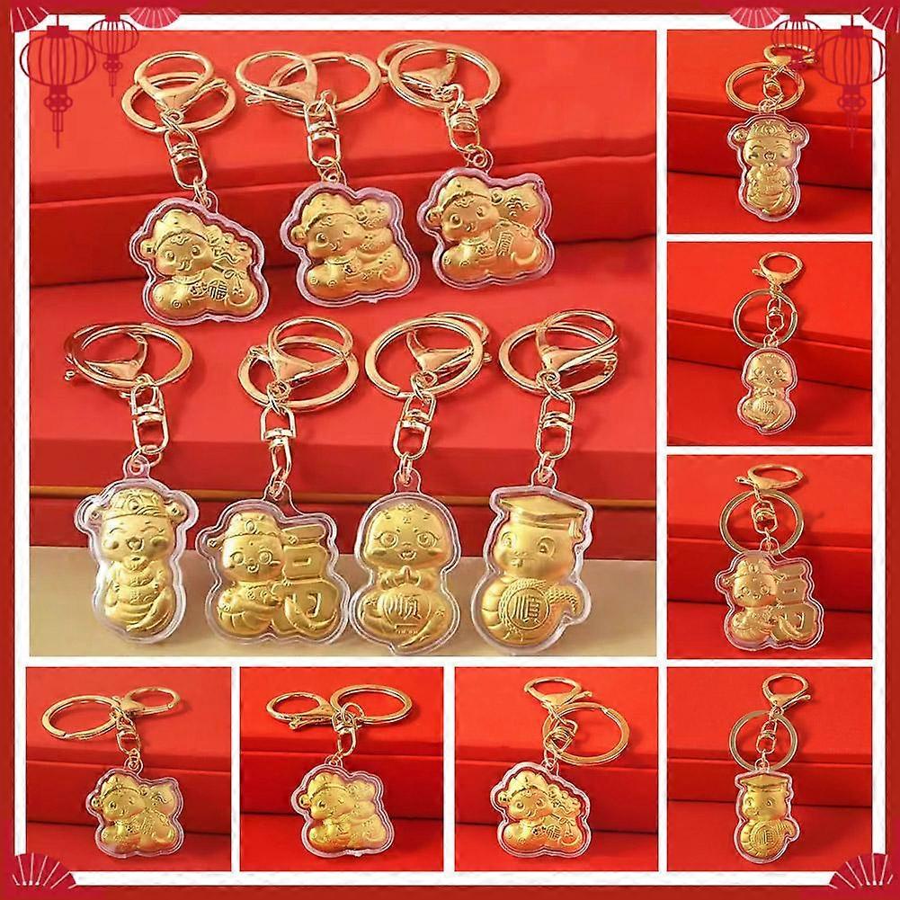 Snake Year Gold Foil Good Luck Keychain Cartoon Zodiac Snake Year of Fortune