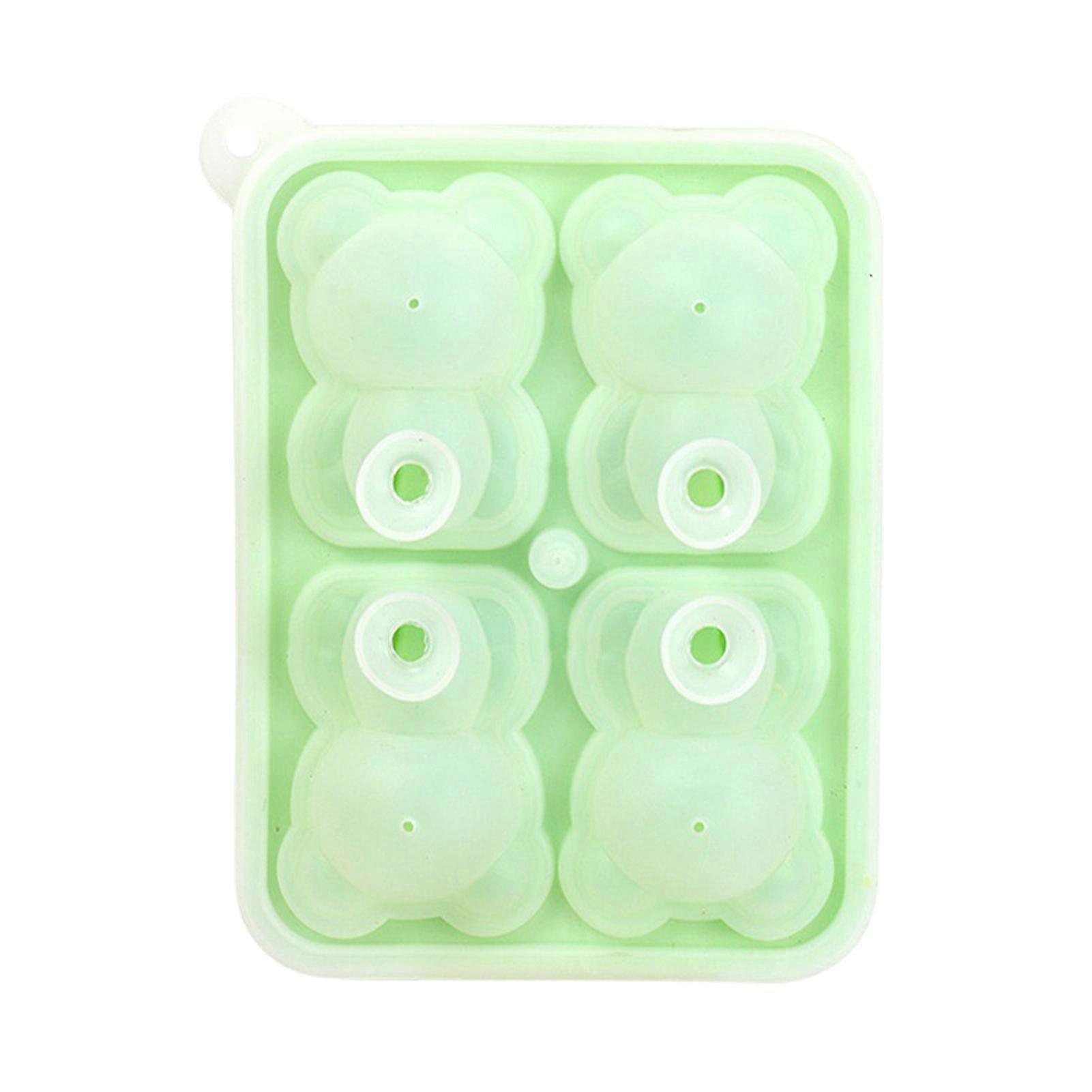 Light Green Little Bear Shape Ice Mold 4 Grids Silicone Ice Block Mould for Making Ice Cream Cake Candle