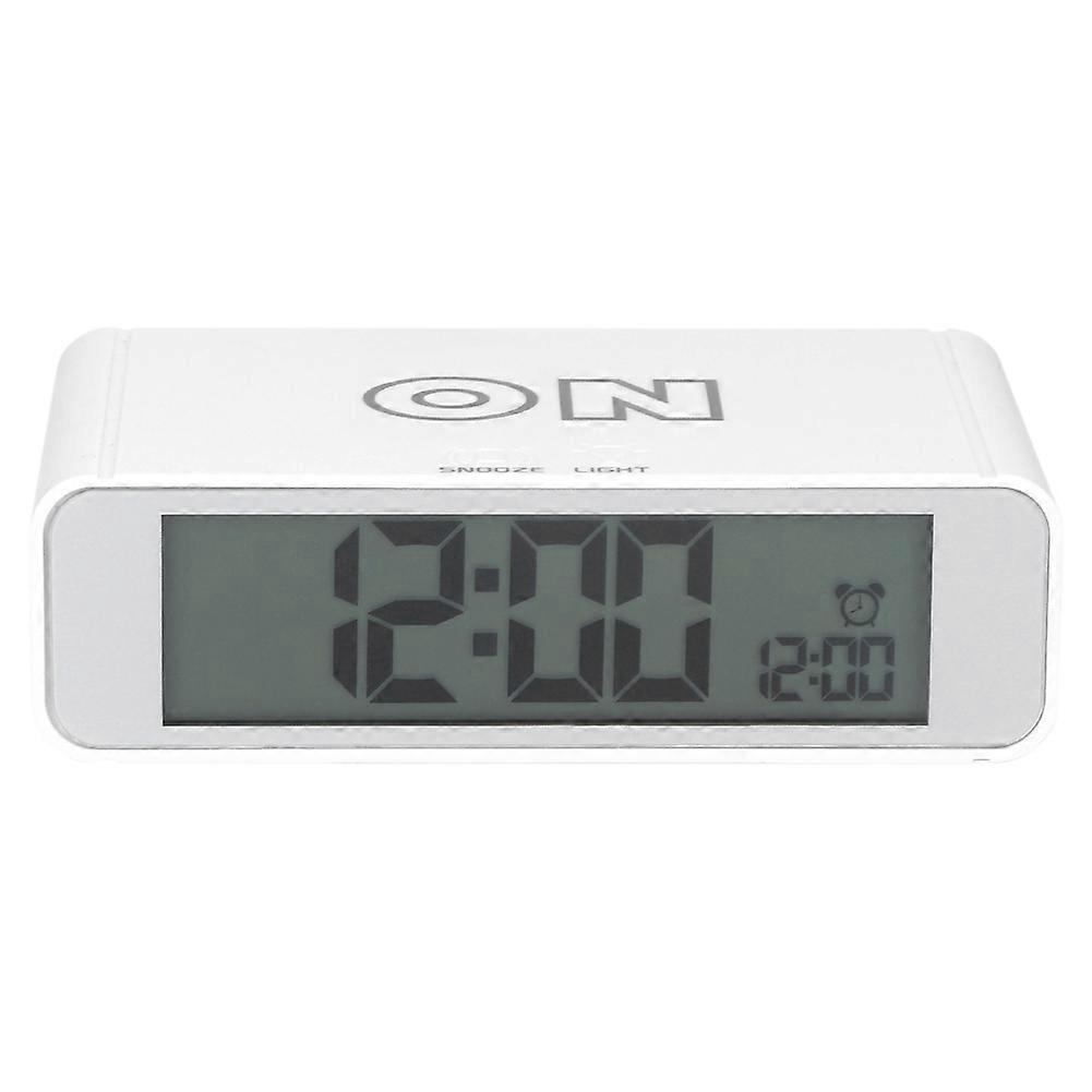 White Luminous Digital Alarm Clock with LED Time Display, Compact Size for Bedroom Use, Battery Operated, Modern Design