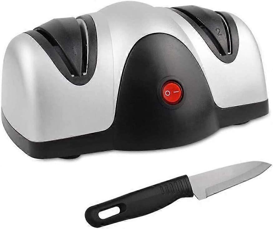 Electric Knife Sharpener, Two Level Sharpener, Black/Silver, Material: ABS Plastic