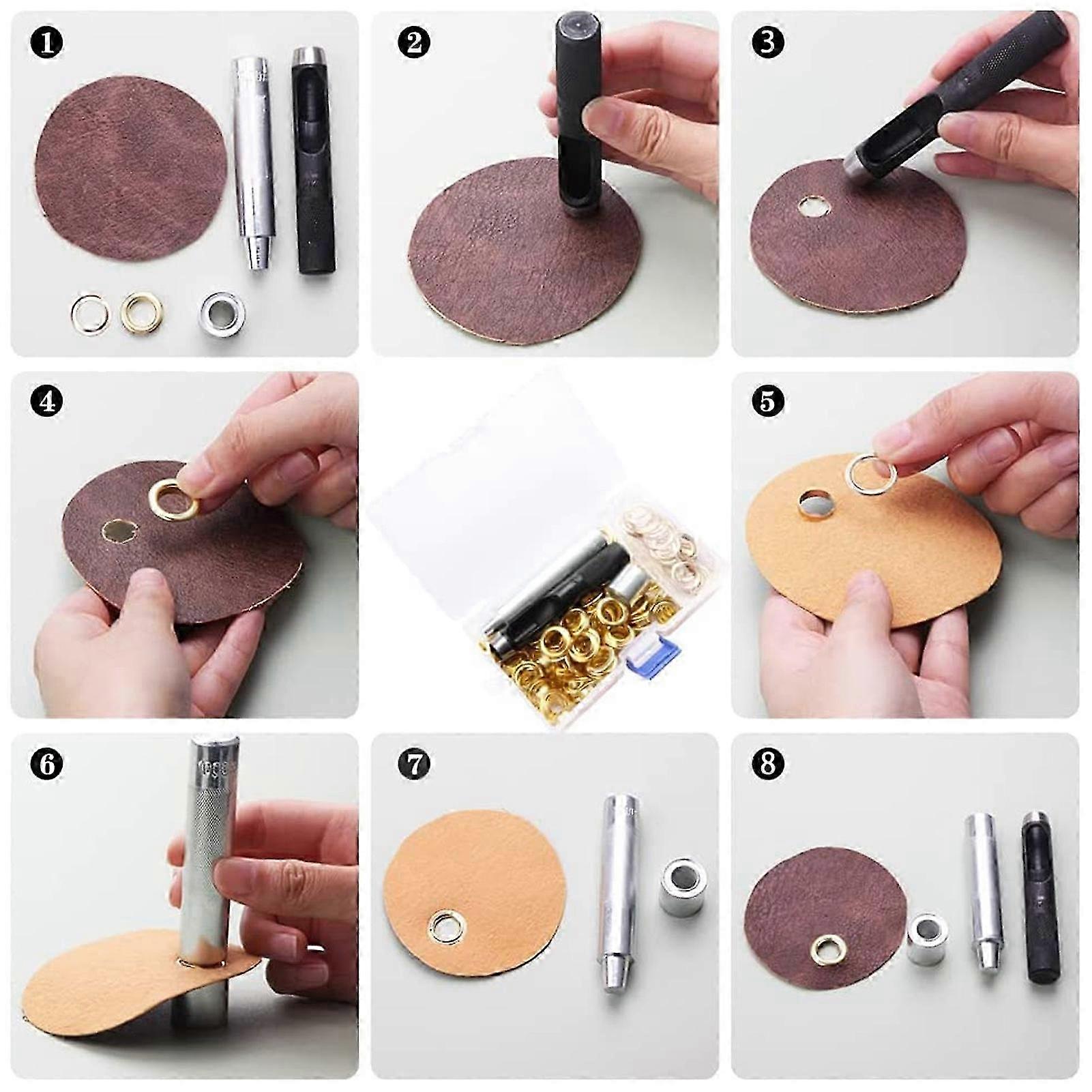 4mm Grommet Eyelet Kit 4 Colors 280 Sets Grommets Eyelets with 3 Pieces Install Tool Kit Eyelets Tool Kit for Decorating