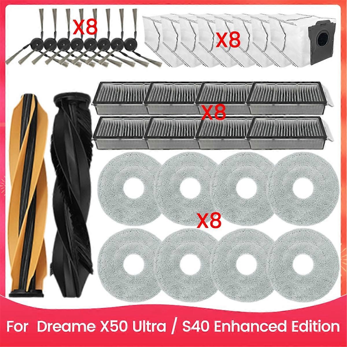34PCS Brush Filter Dust Bag Mop Cloth Kit for X50 Ultra / S40 Enhanced Edition Vacuum Cleaner Replacement Parts