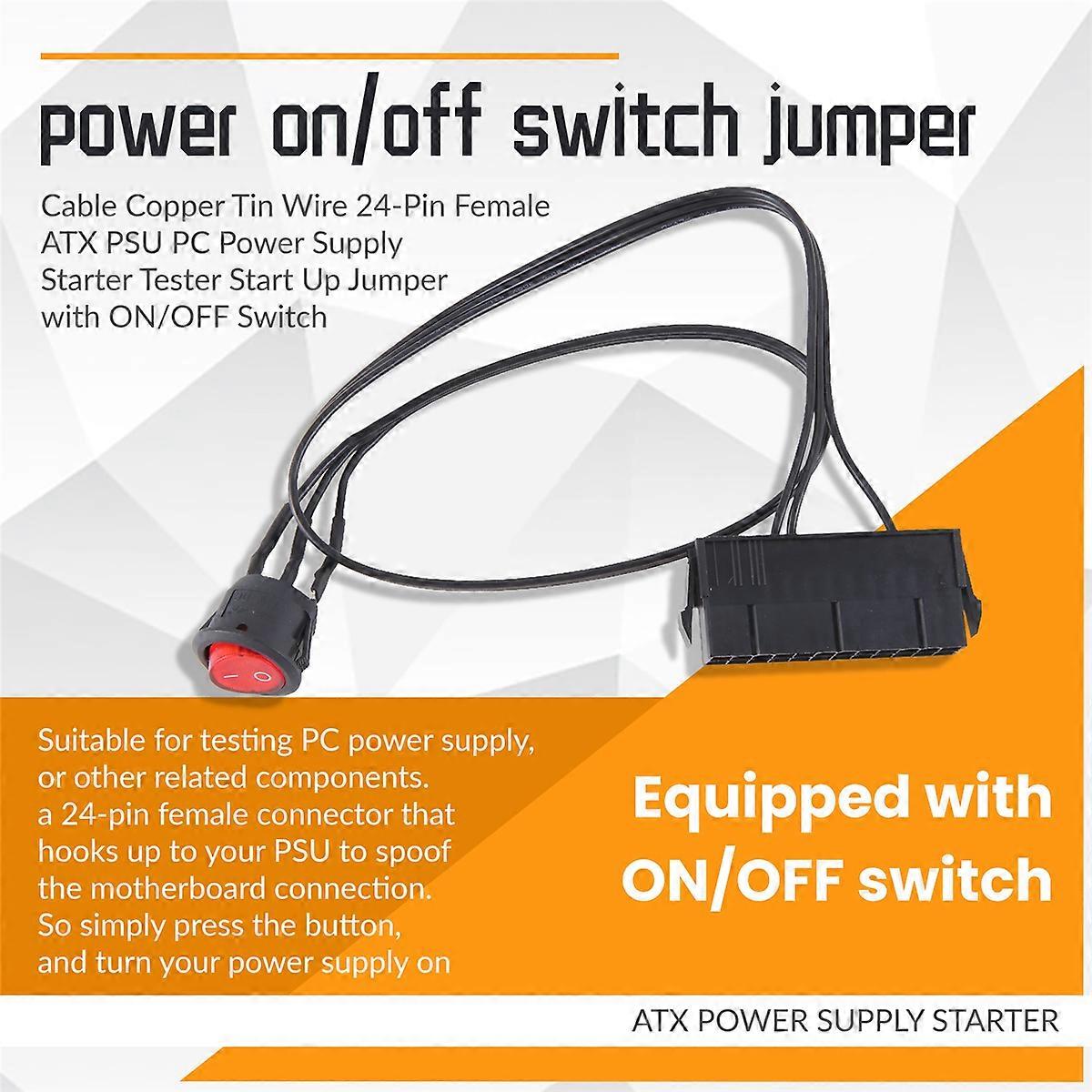 50cm Cable Copper Tin Wire 24-Pin Female ATX PSU with ON/OFF Switch