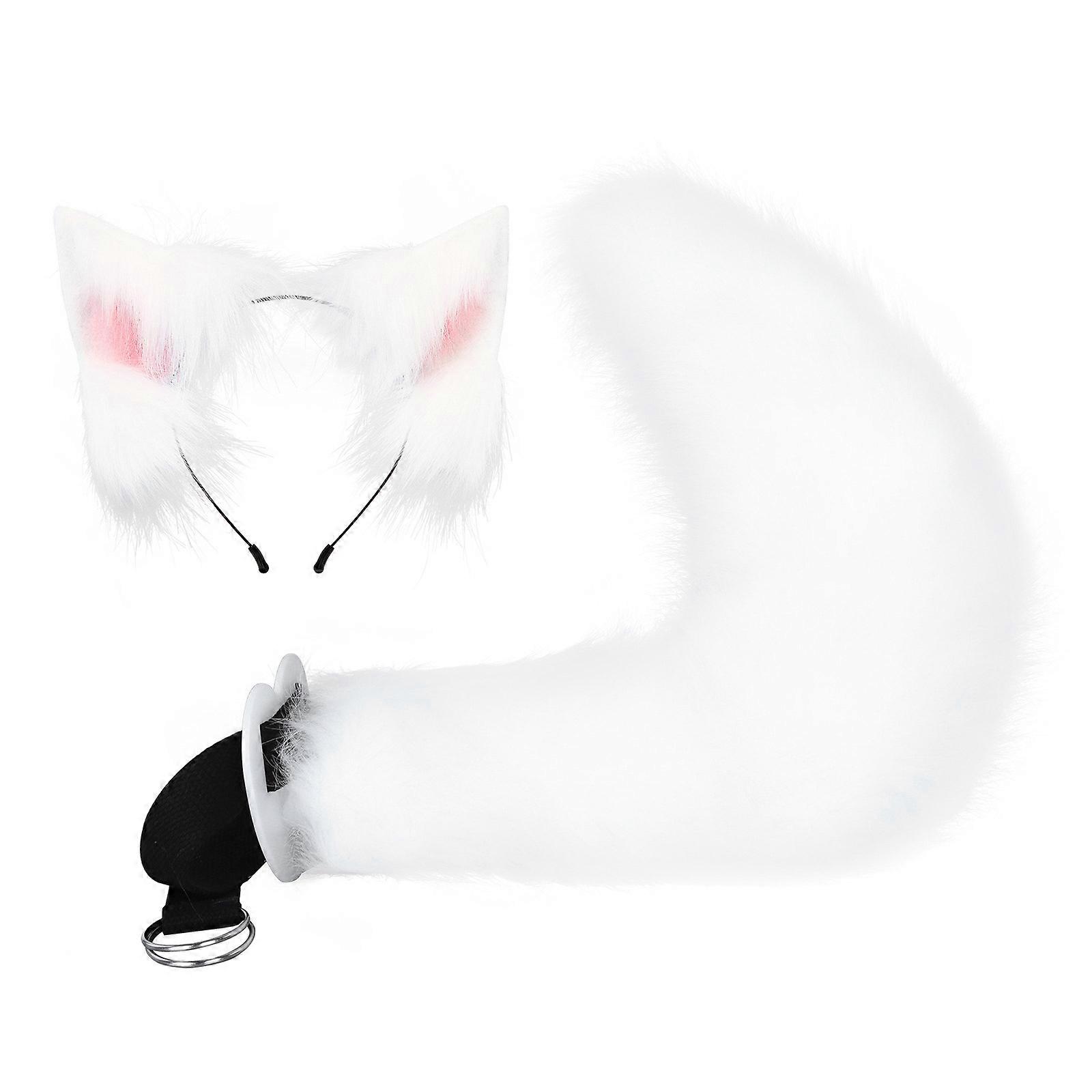 Serre-tête en forme d'oreille de chat et de chien de dessin animé pour femme avec ensemble de queue, serre-tête pour carnavals, spectacles, diffusion en direct
