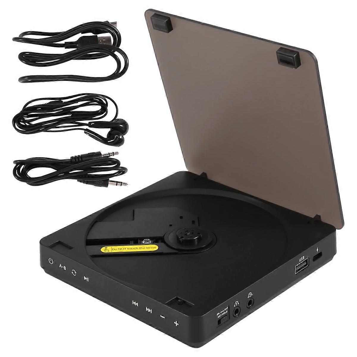 CD Player portabil Versiune cu căști duble Buton de contact Reproducător CD Walkman Șoc reîncărcabil