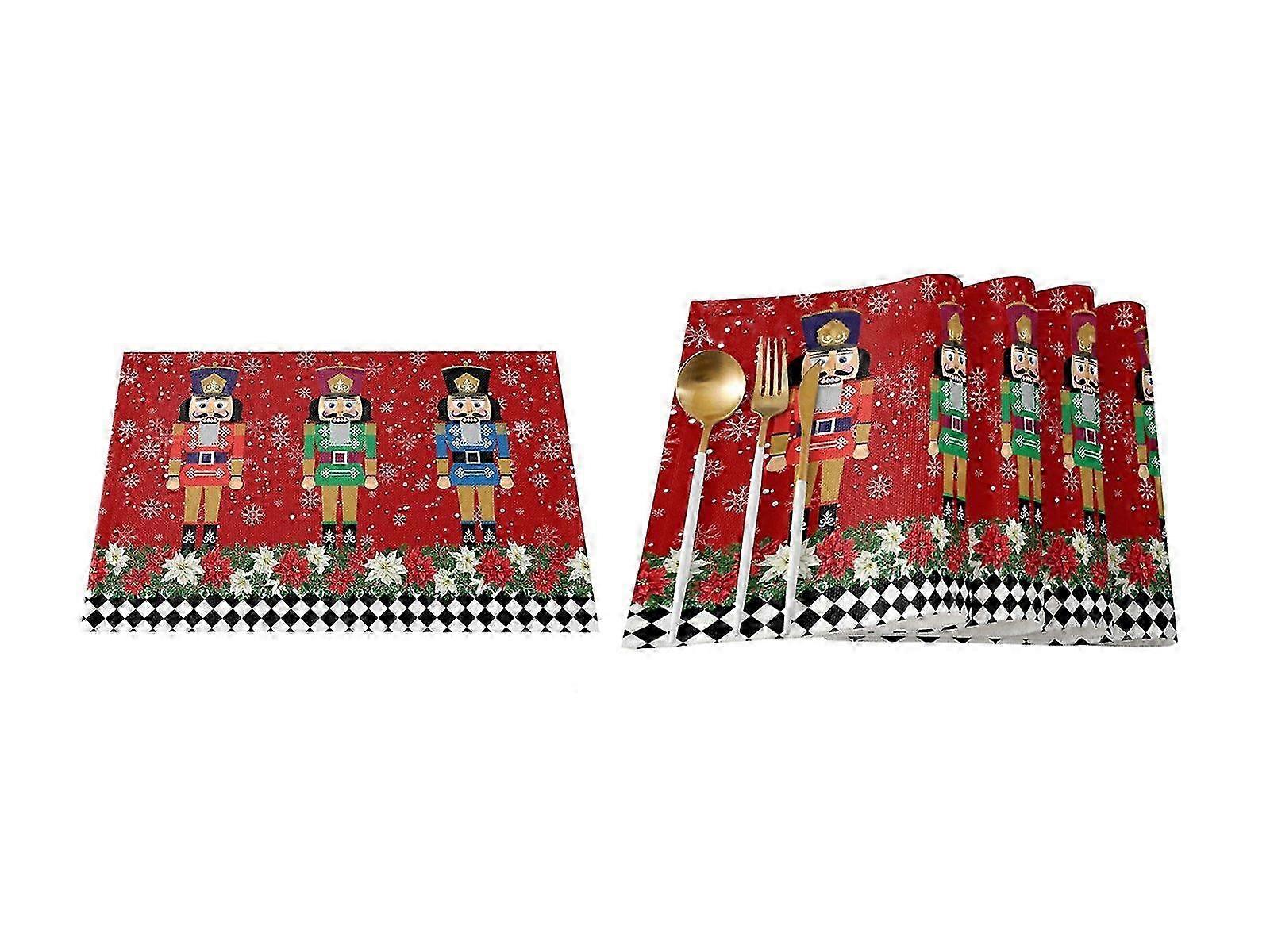 4Pcs Nussknacker Soldat Frohe Weihnachten Tischsets Urlaub Tischsets - Stil 1