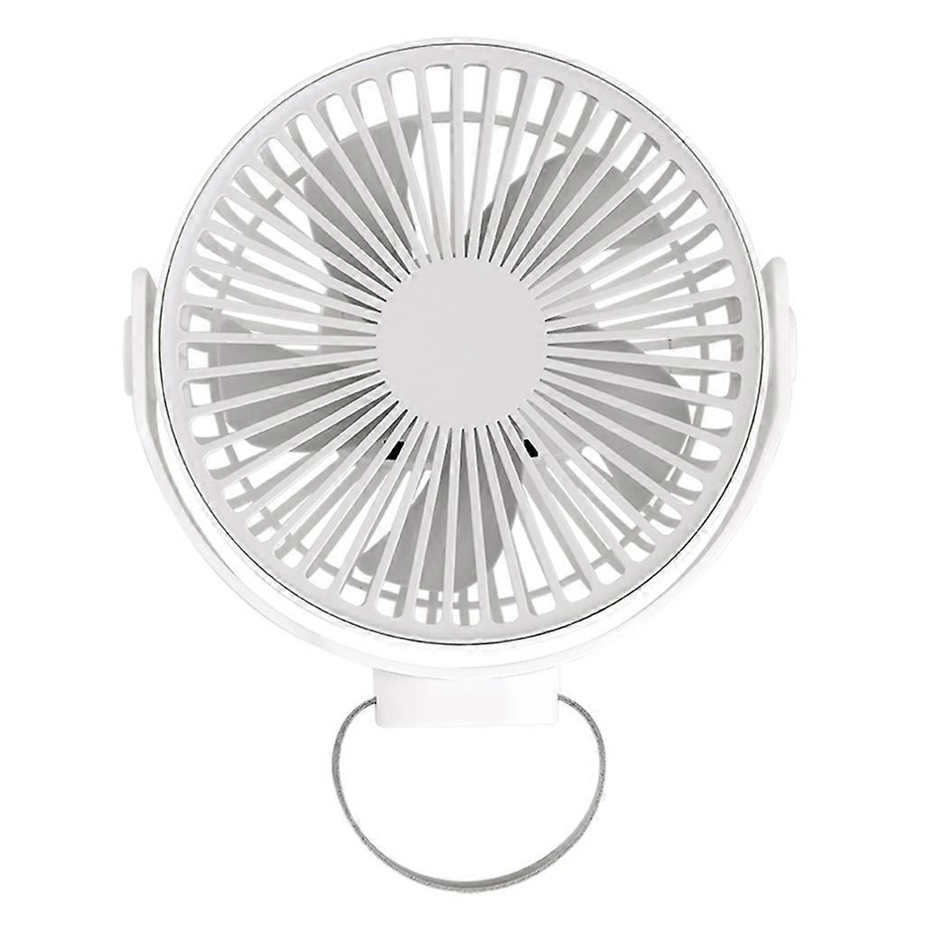 360° Rotation USB Battery Dual Purpose Mini Table Hanging Fan Rechargeable Battery Powered Mini Desk Fan Strong Wind  White