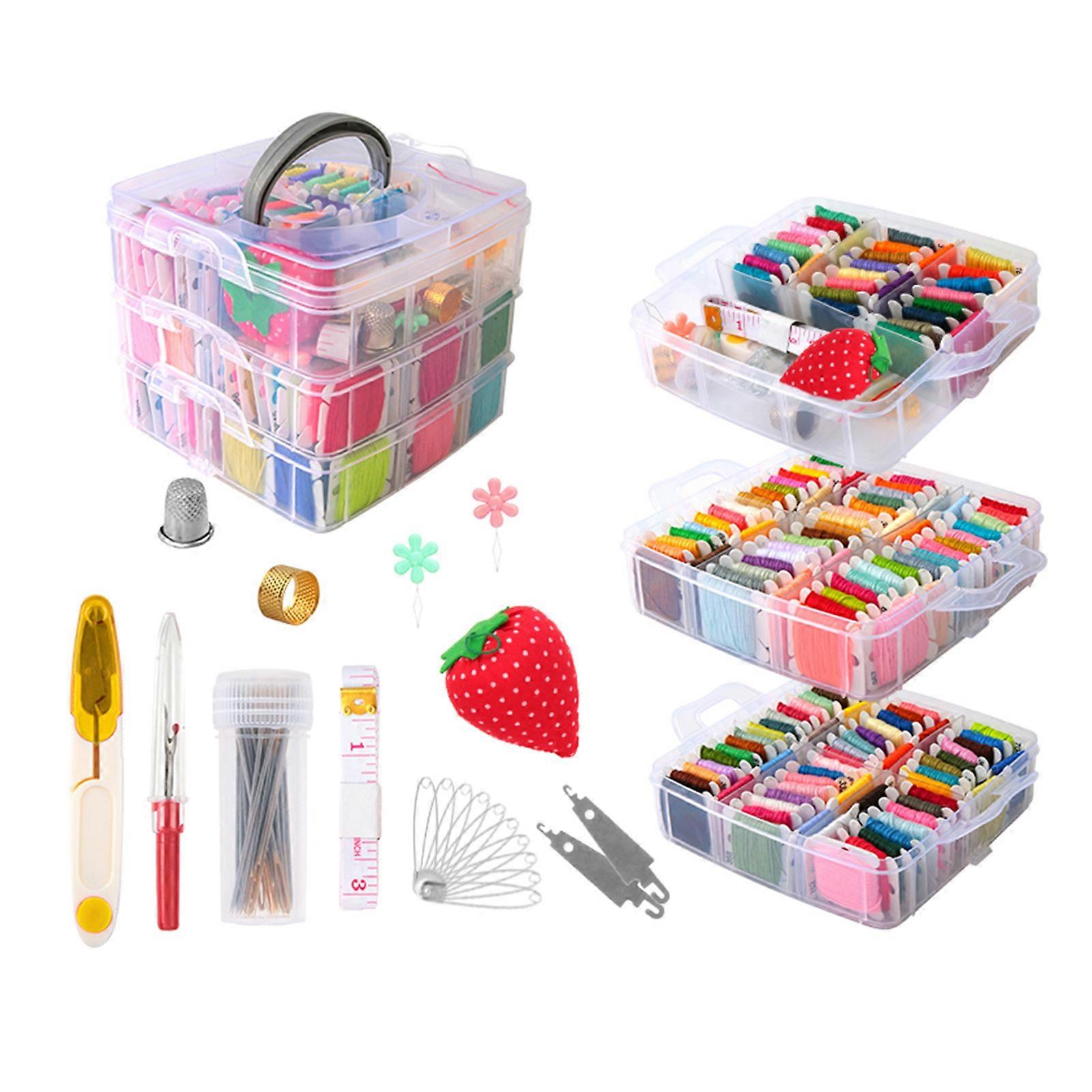 Embroidery Thread Set, 150 Colored Thread Embroidery Set and Tools with 3-layer Storage Box for DIY Embroidery Crafts