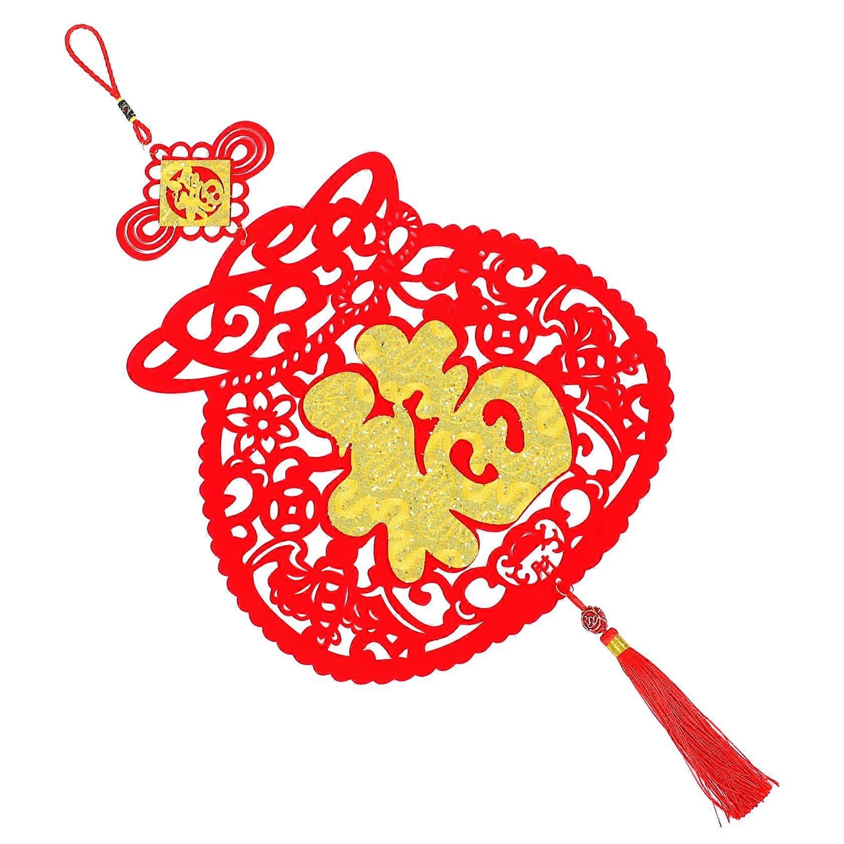 2 Pcs Chinese Year Blessing Pendant Wall Hooks Decorative Chinoiserie for Chinese Year Decoration