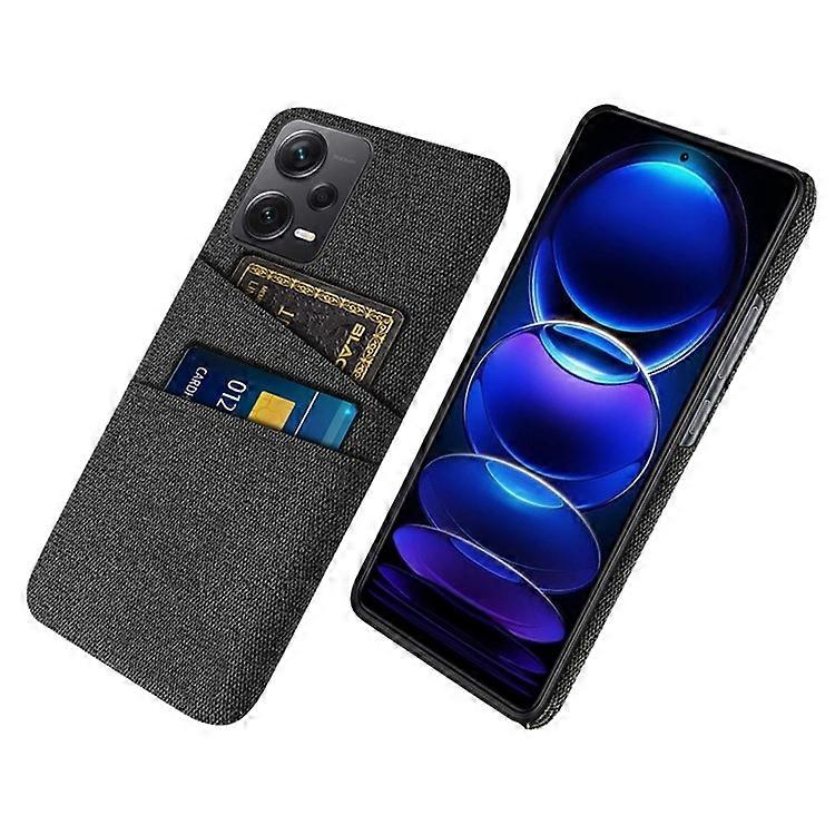 Compatible For Xiaomi Redmi Note 12 Pro+ 5G Cloth Texture Phone Back Cover Slim-Fit Cellphone Protective Case with 2 Card Slots