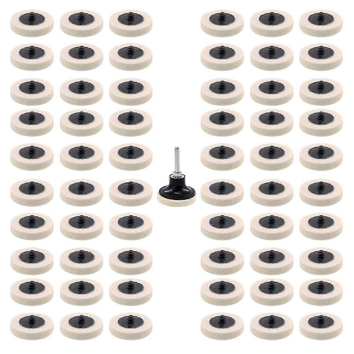 60 Pcs 2' Commpressed Wool Fabric Qc Disc Polishing Buffing Pads Wheels with Disc Pad Holder for Polishing and Buffing Projects
