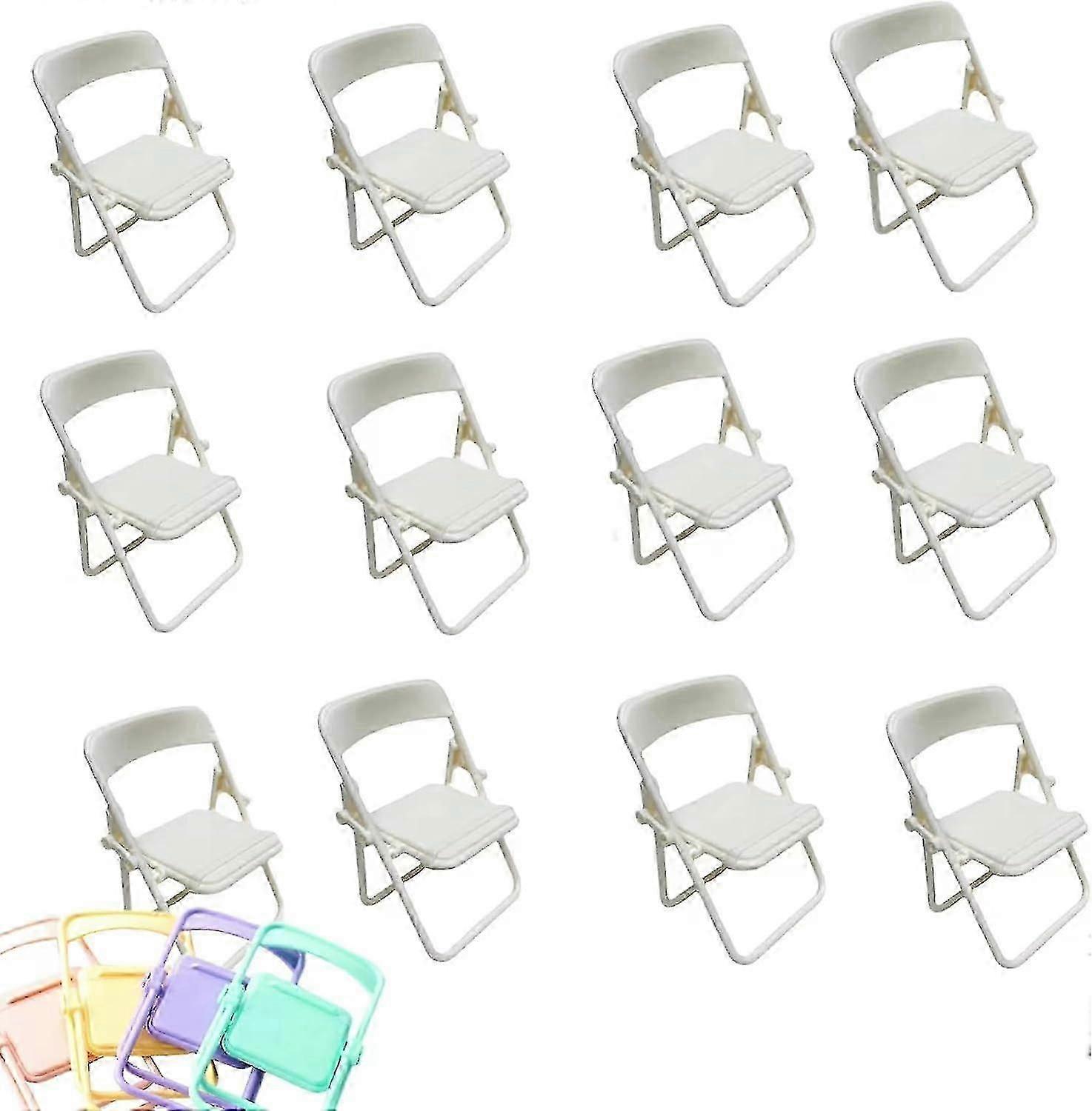 Mini összecsukható székkészlet, 10db kis összecsukható szék játék telefontartóval
