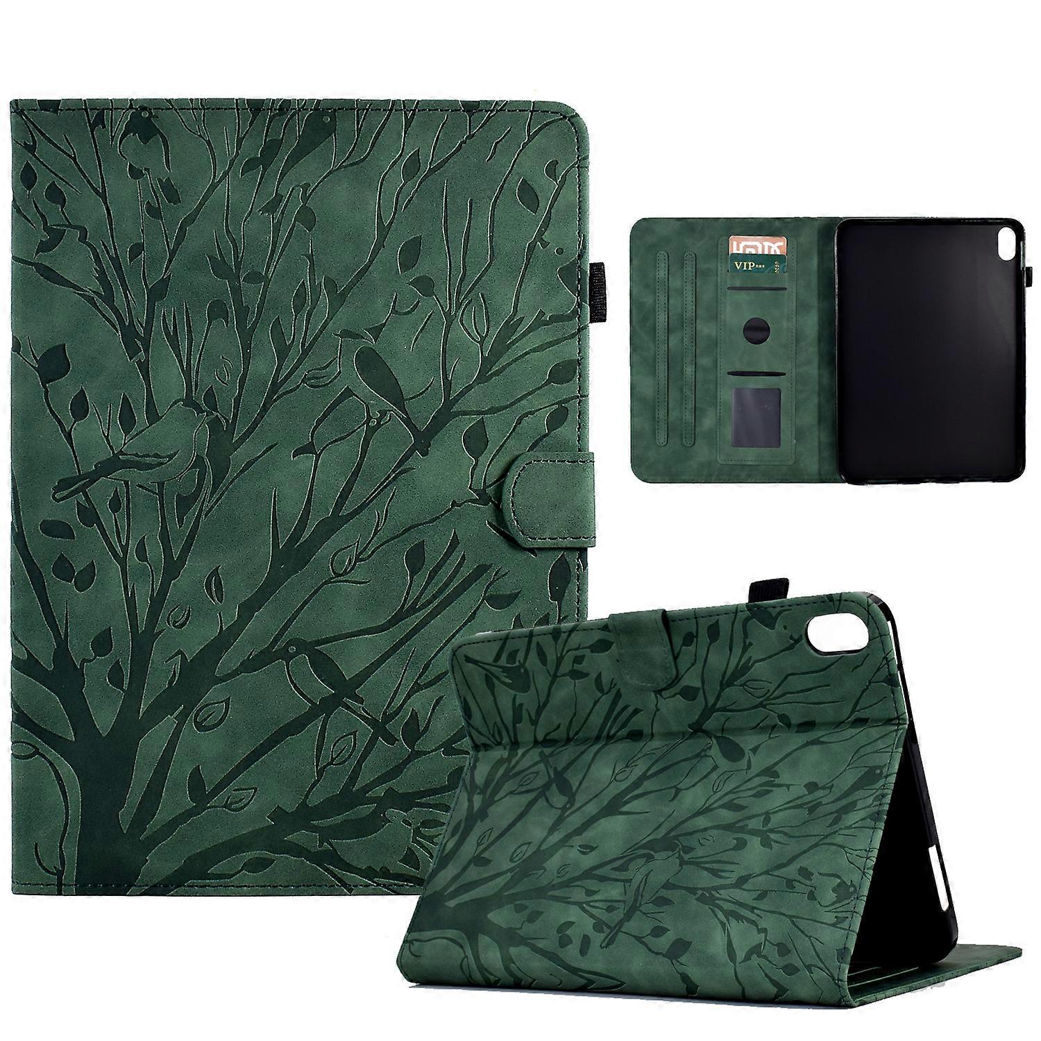 For iPad 10.9 2022 / 2025 Fortune Tree Pressure Flower PU Tablet Case with Wake-up / Sleep Function