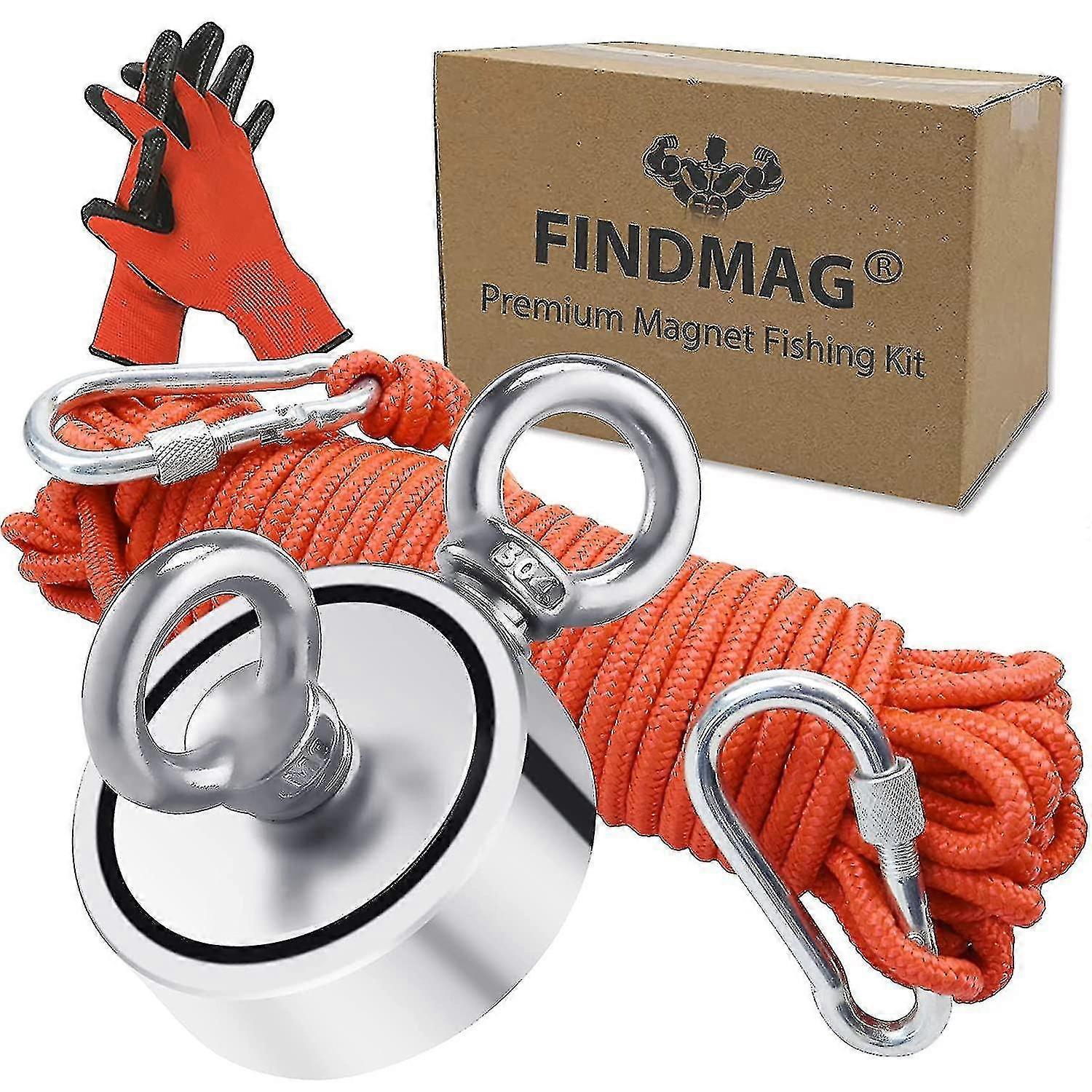 Kryc Magnetic Fishing Set, 300kg Strong Pulling Force Fishing Magnet, Neodymium Round Magnet Fishing With Double-sided Rings, For Retrieving In The Ri