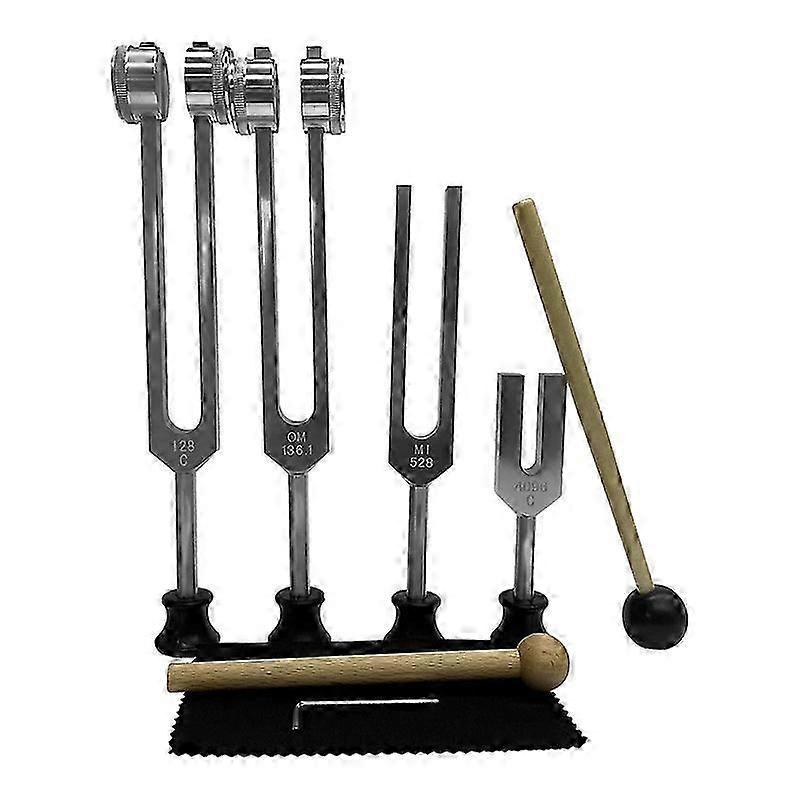 4Pcs Tuning Fork Set (4096C, MI528, 128C, OM136.1) for Solfeggio,for Chakra,Sound Therapy,Reliever S