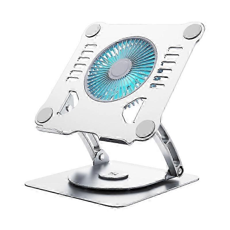 Silver Aluminum Alloy Notebook Stand Holder Rotatable Design With Cooling Fan Bracket