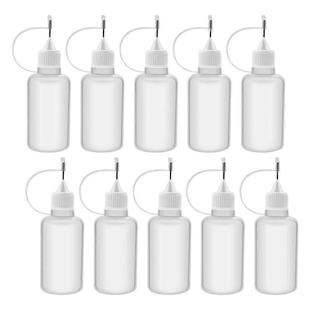 10 flaconi contagocce ricaricabili in plastica da 30 ml con applicatore a punta comprimibile e tappi a punta d'ago