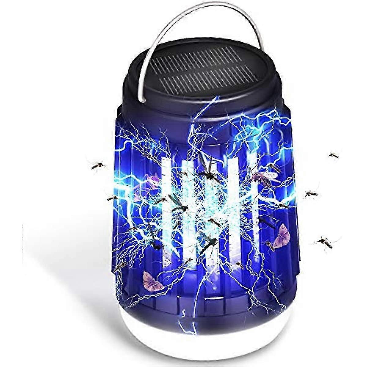 LETOUR Camping Mosquito Killer Lantern 3 in 1 Camping Lantern Solar and USB Power Mosquito Killer Lamp Electronic Bug Zapper Portable Bug Zapper for O