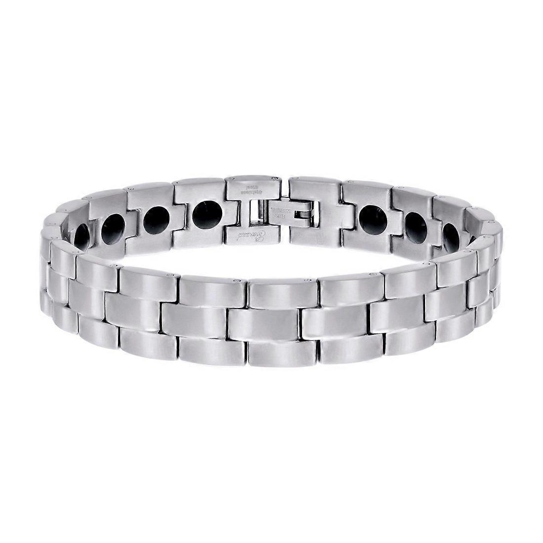 Pulseira masculina de aço inoxidável, 20 cm (8 polegadas), 12 mm de largura, com elos.