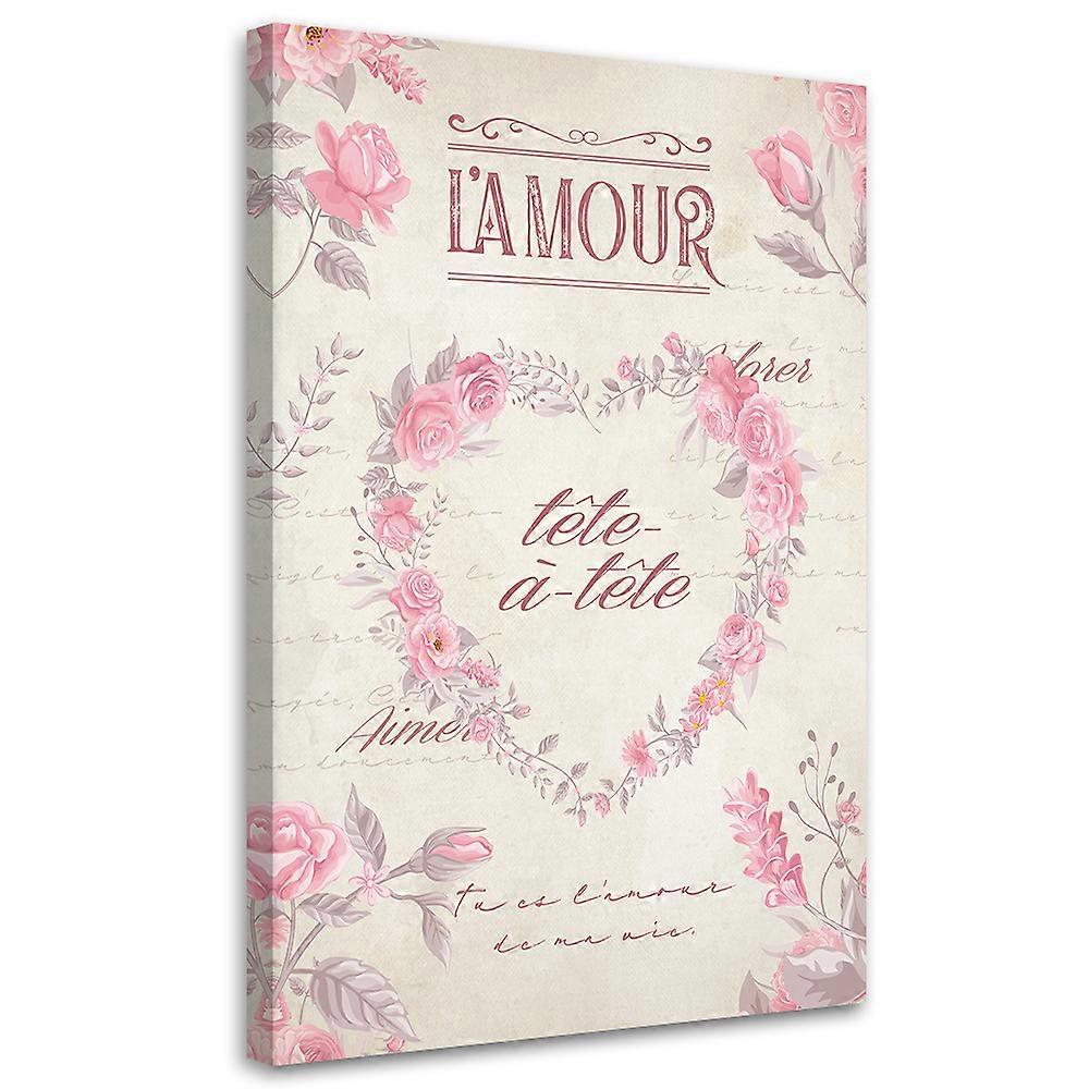 Lienzo, Corazón Shabby Chic Flores - 80x120