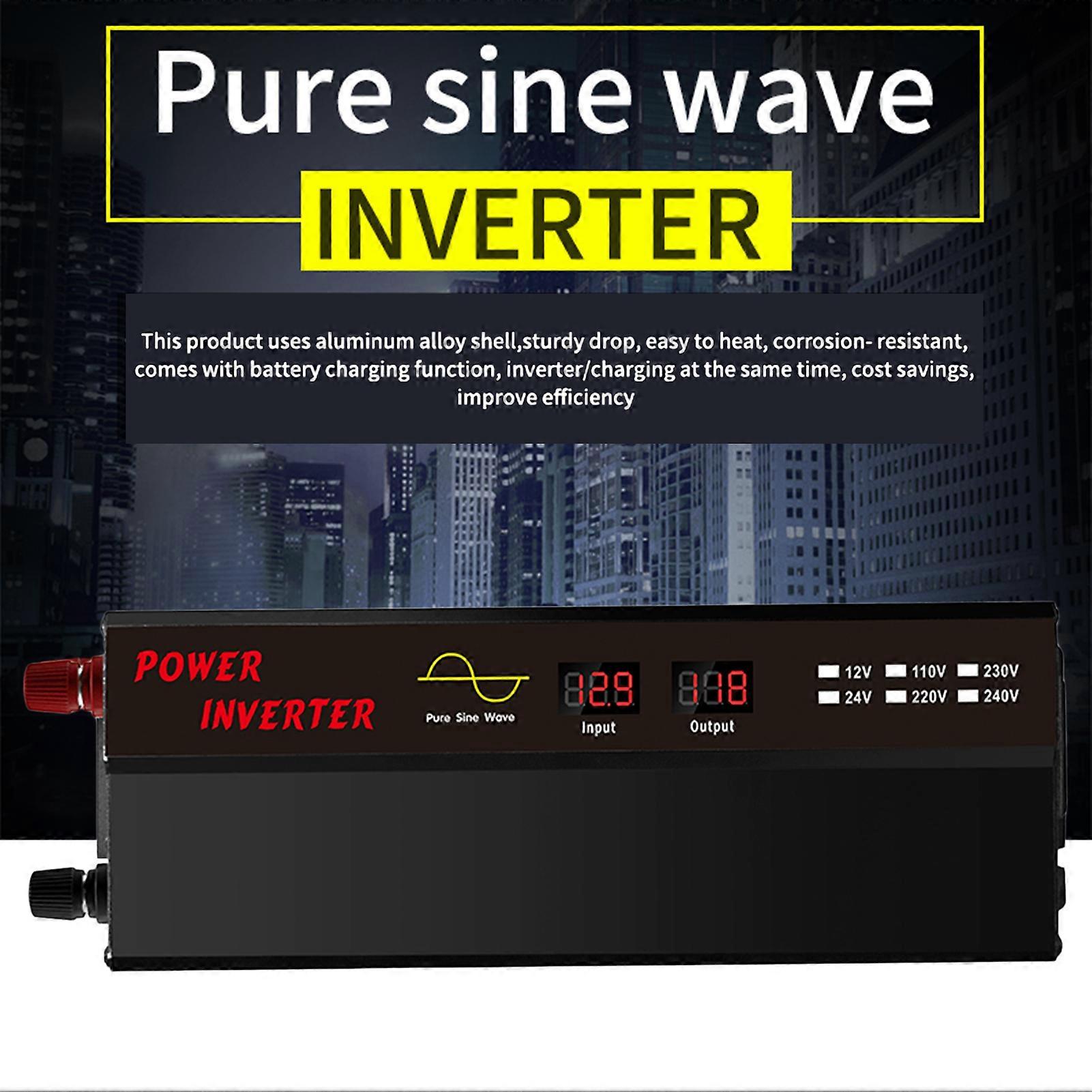 DC 12V to AC 100V-120V 800W Pure Sine Wave Inverter Dual USB Port Cooling Fan for Car RV Boat Off-Grid Power