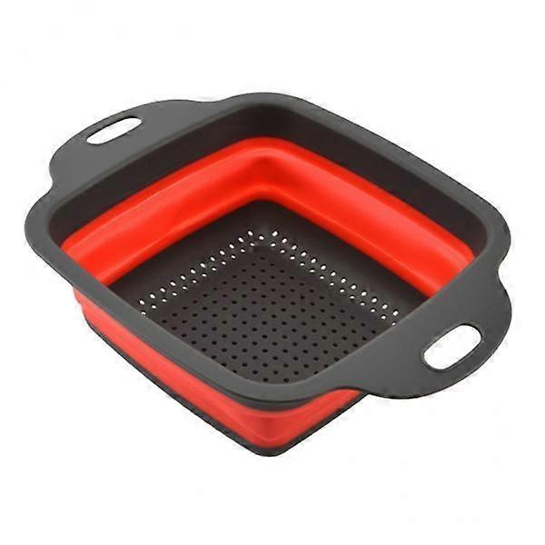 2x2Pcs Collapsible Colanders Set Kitchen Strainer Folding RED S