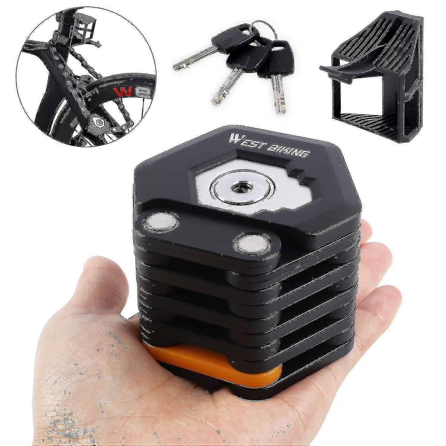 Scooter Lock Folding Lock Bicycle Lock High Security 85 Cm Long Bicycle Folding Lock With Bracket And 3 Keys, E For Bike-hy