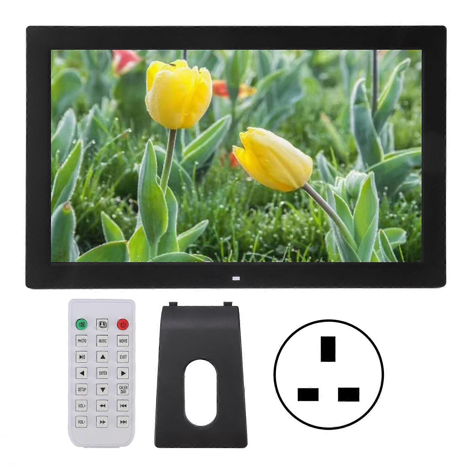 Digital Photo 18.3in HD LED Screen USB Interface Black Clock Calendar Function Electronic Picture Frame