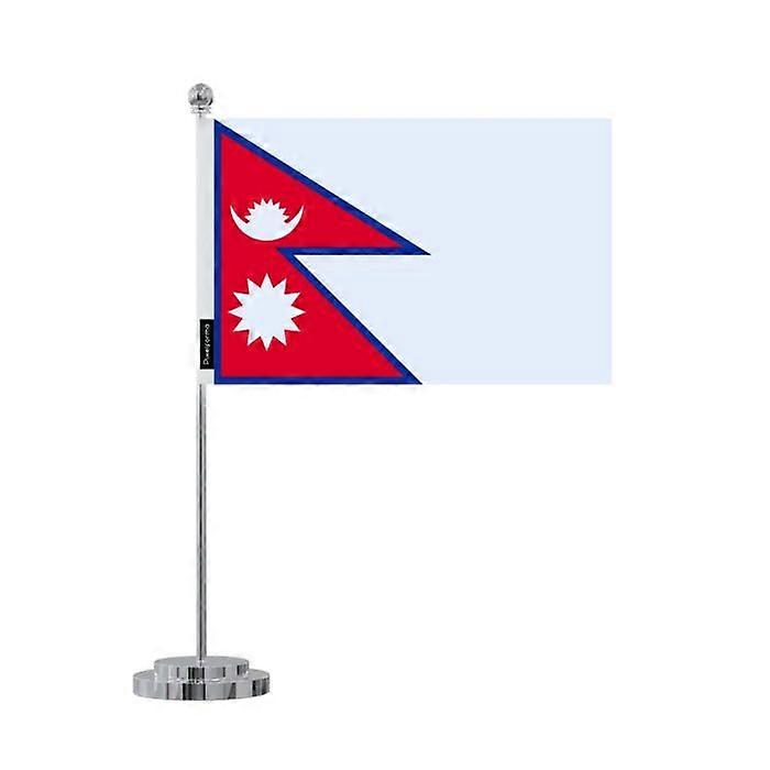 Nepal Flag Desk – 14 x 21 cm – Polyester – Stainless Steel Base