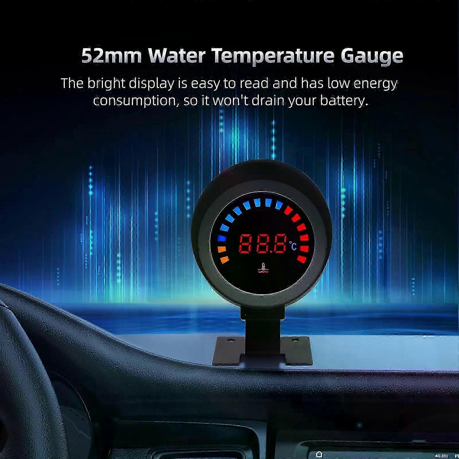 52mm Water Temp Gauge 12~24v Lcd Digital Water Thermometer Meter With Sensor + Adapter Joint Pipe Radiator For Car Motorcycle