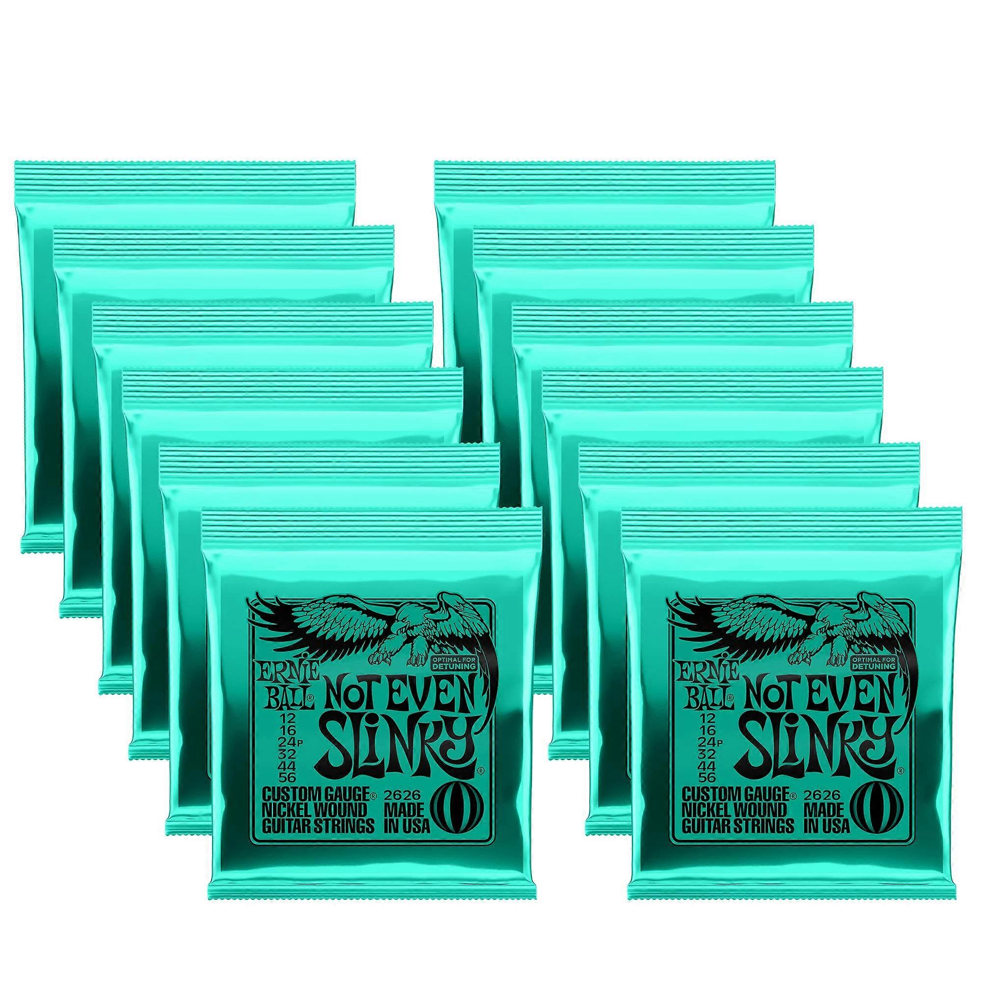 Lot/12 Not Even Slinky Electric Guitar Strings 12-56 Gauges, 12-Pack, Model P02626