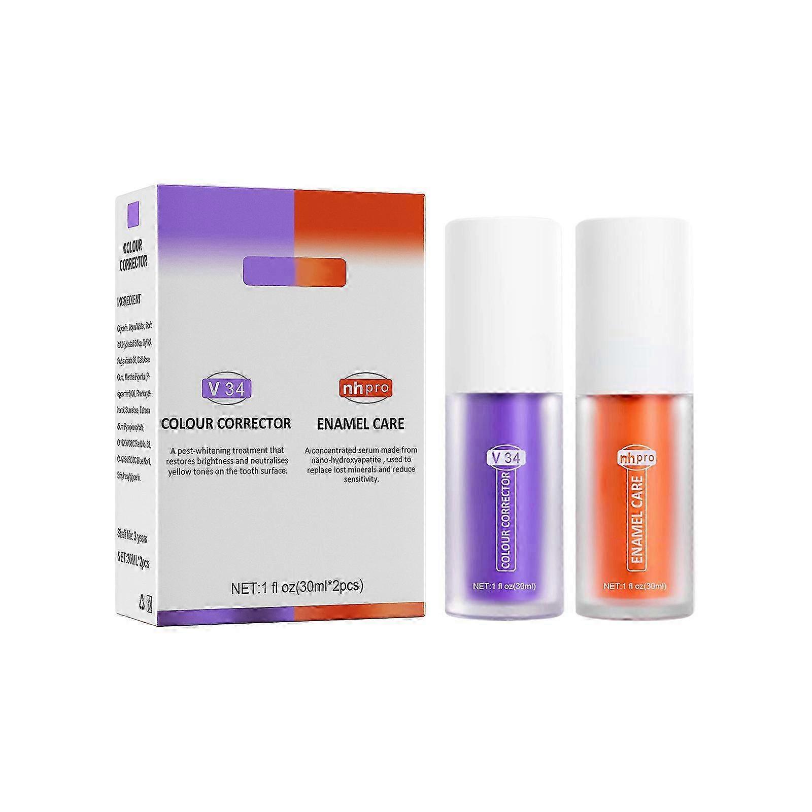 2025 2x V34 Colour Corrector Purple Teeth Whitening Toothpaste Set