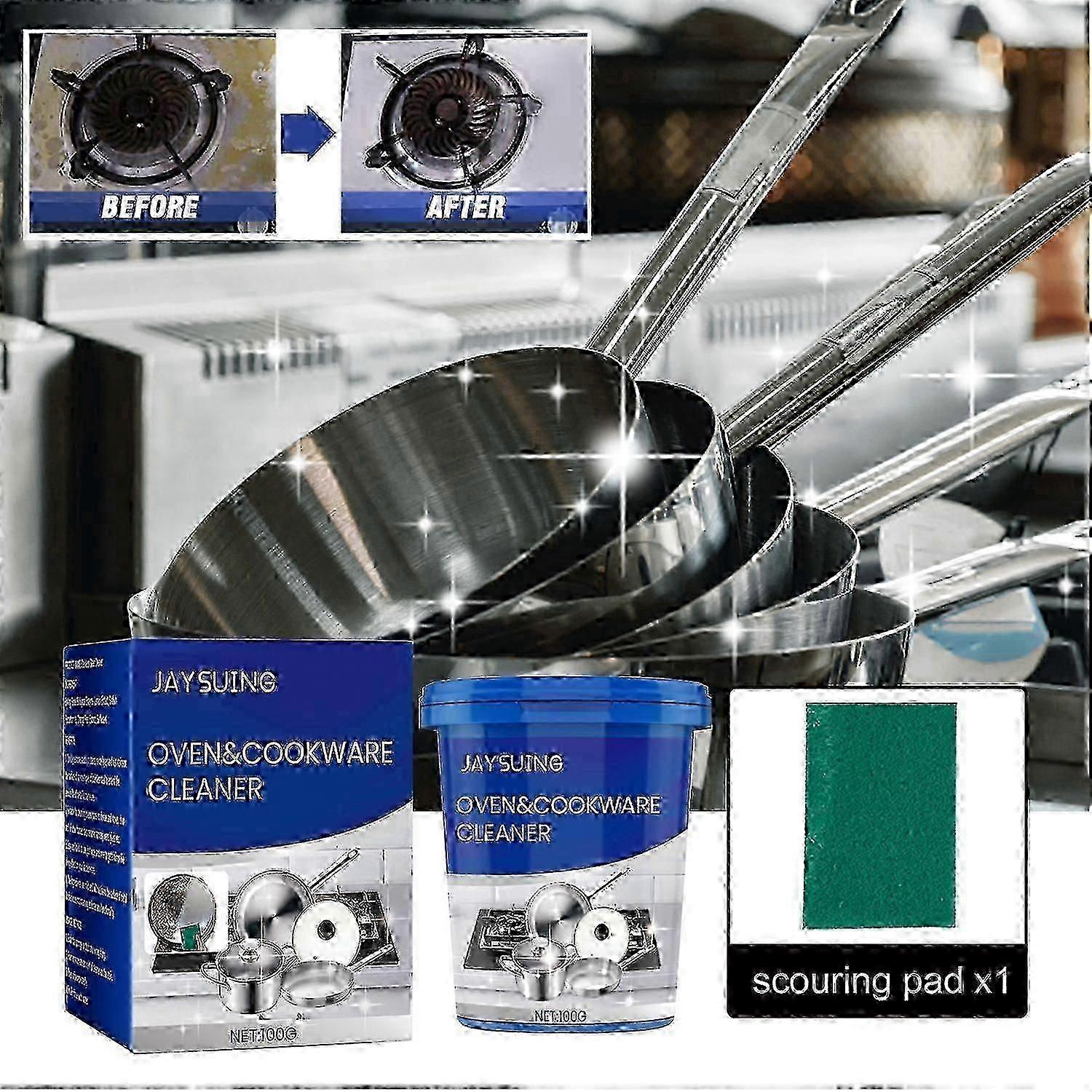 Jaysuing Multi-Purpose Powerful Cleaner, Cooktop Range Hood Pot Cleaning Oil Stain Rust Removal Clea