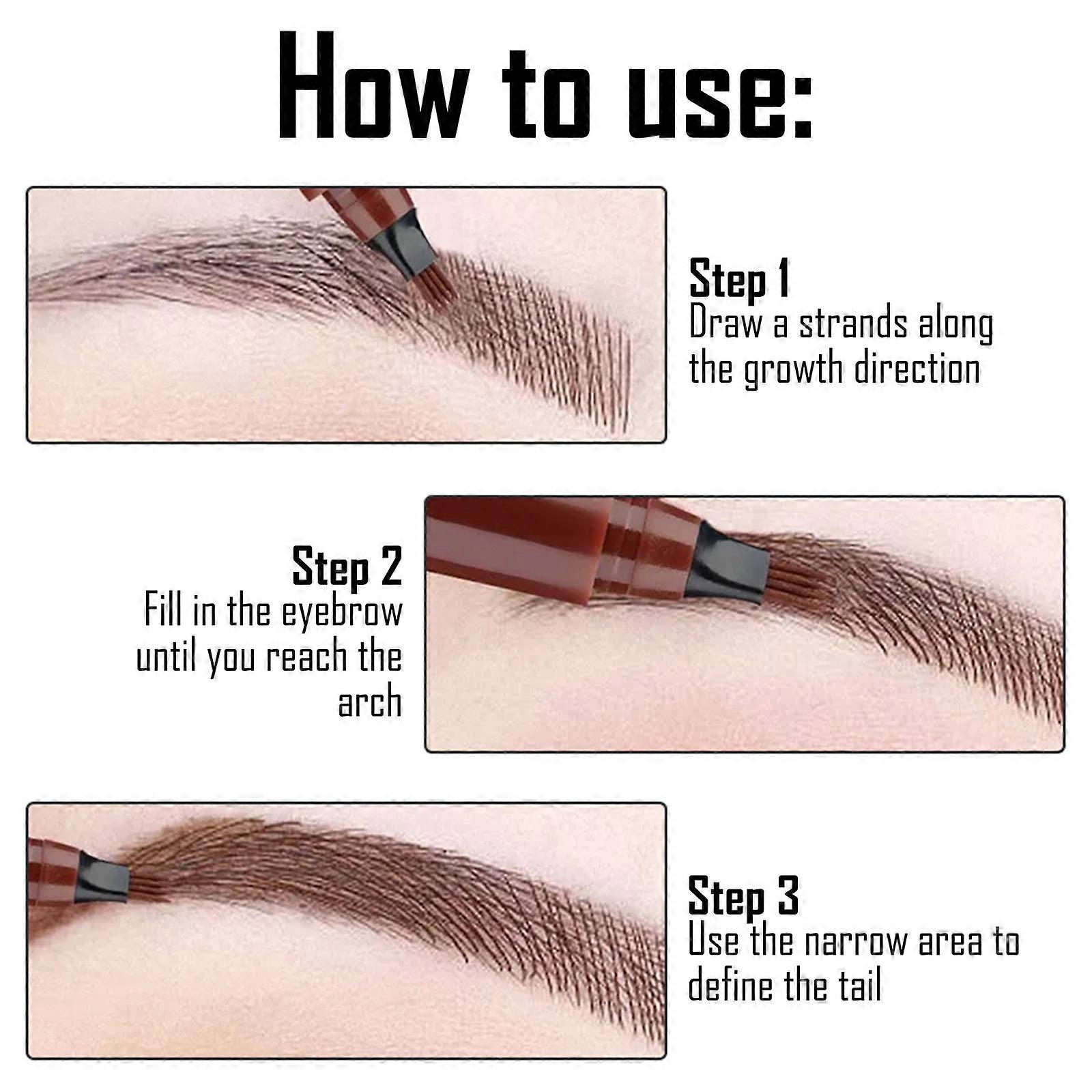 EELHOE Waterproof Eyebrow Pen For Drawing Natural Eyebrows Four-corner Fork Eyebrow Pencil Sweatproof Long-lasting