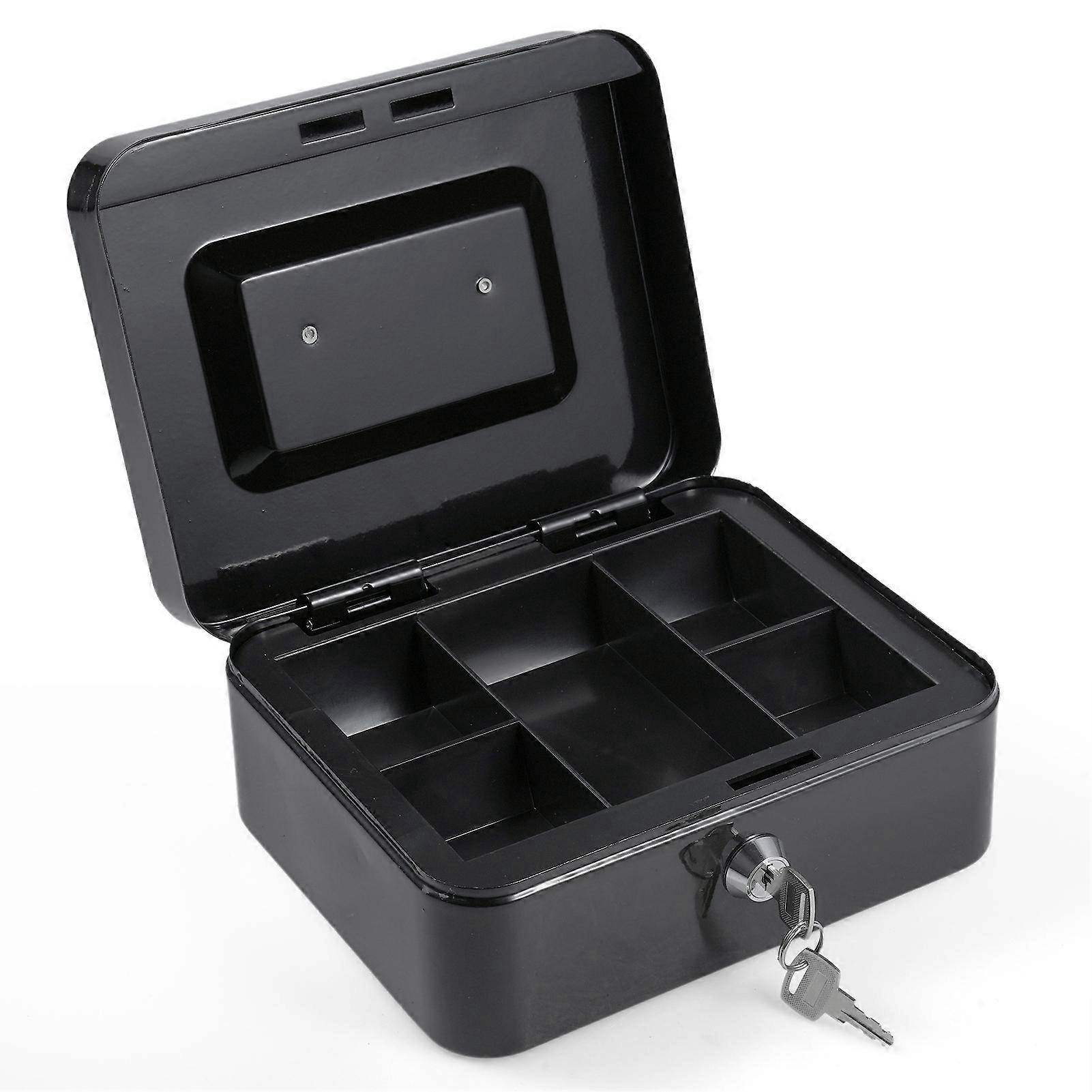 Cash Box with Detachable Tray 2 Keys Included Money Saving Box Coin Storage Receipts and Valuables Safe Lock for Security Small Business Grocery Stor