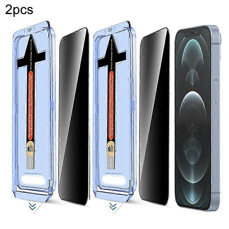 2 Sets Compatible For iPhone 12 Pro Max Anti Spy Tempered Glass Screen Protector with Automatic Dust Removal Tool