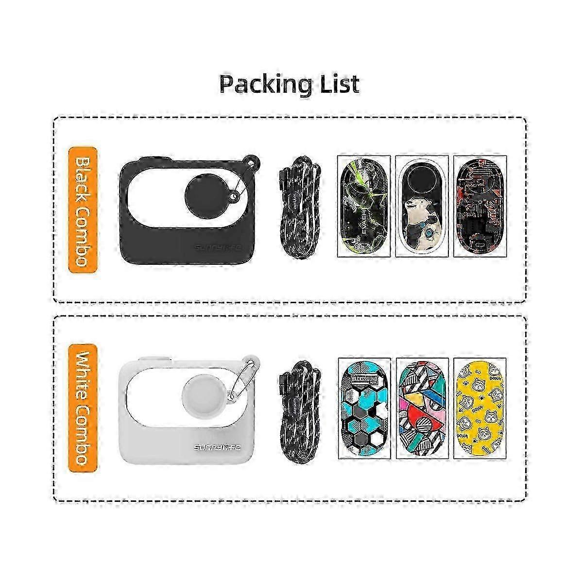 Silicone Case Thumb Camera Sticker Lens Cap Protective Case Lanyard for Compatible Devices, Set