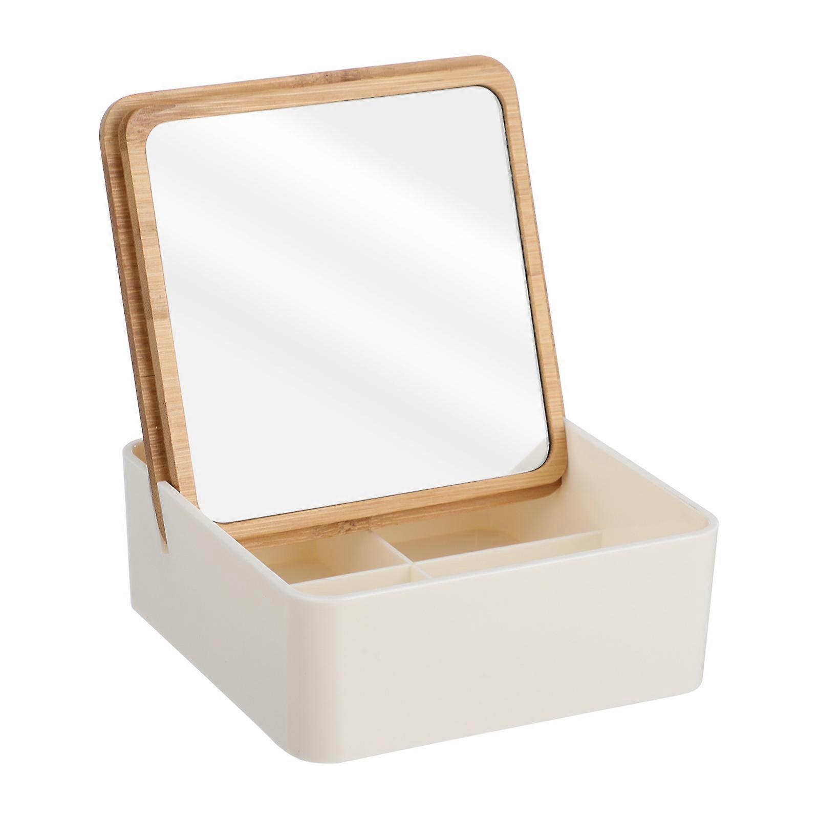 Compact Travel Makeup Mirror with Storage Box – Portable Mini Desktop Design for On the Go Makeup Application