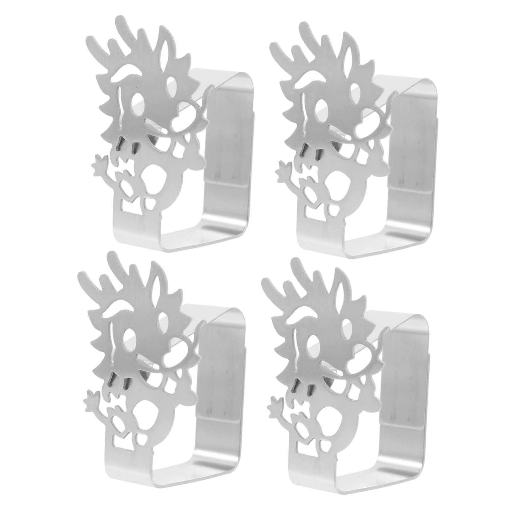 Stainless Steel Picnic Tablecloth Clips Set of 4 with Dragon Design Easy to Use Outdoor Table Accessories