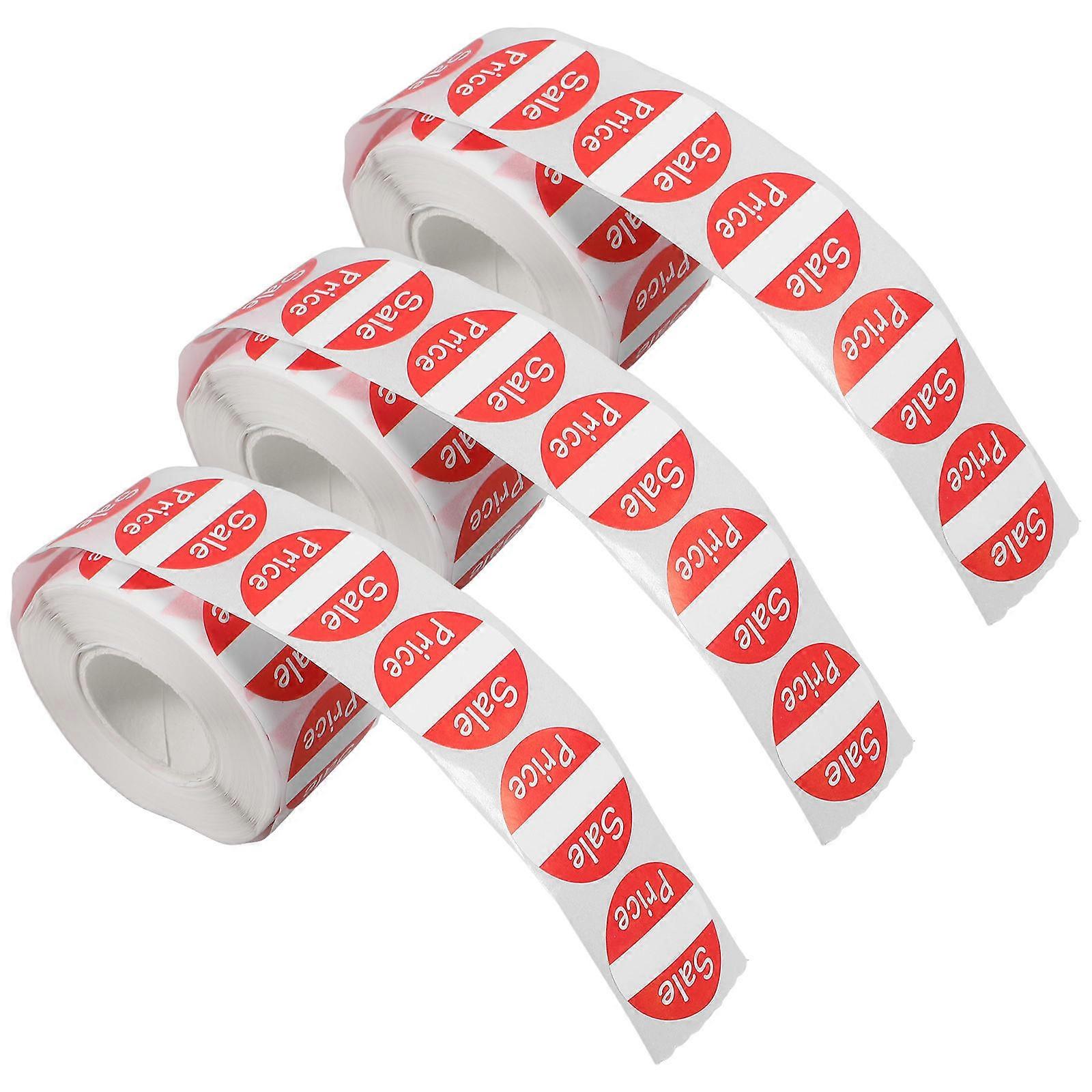 3 Rolls Self Adhesive Price Stickers for Retail, Supermarkets, and Business Compatible with Handwritten and Printer Use
