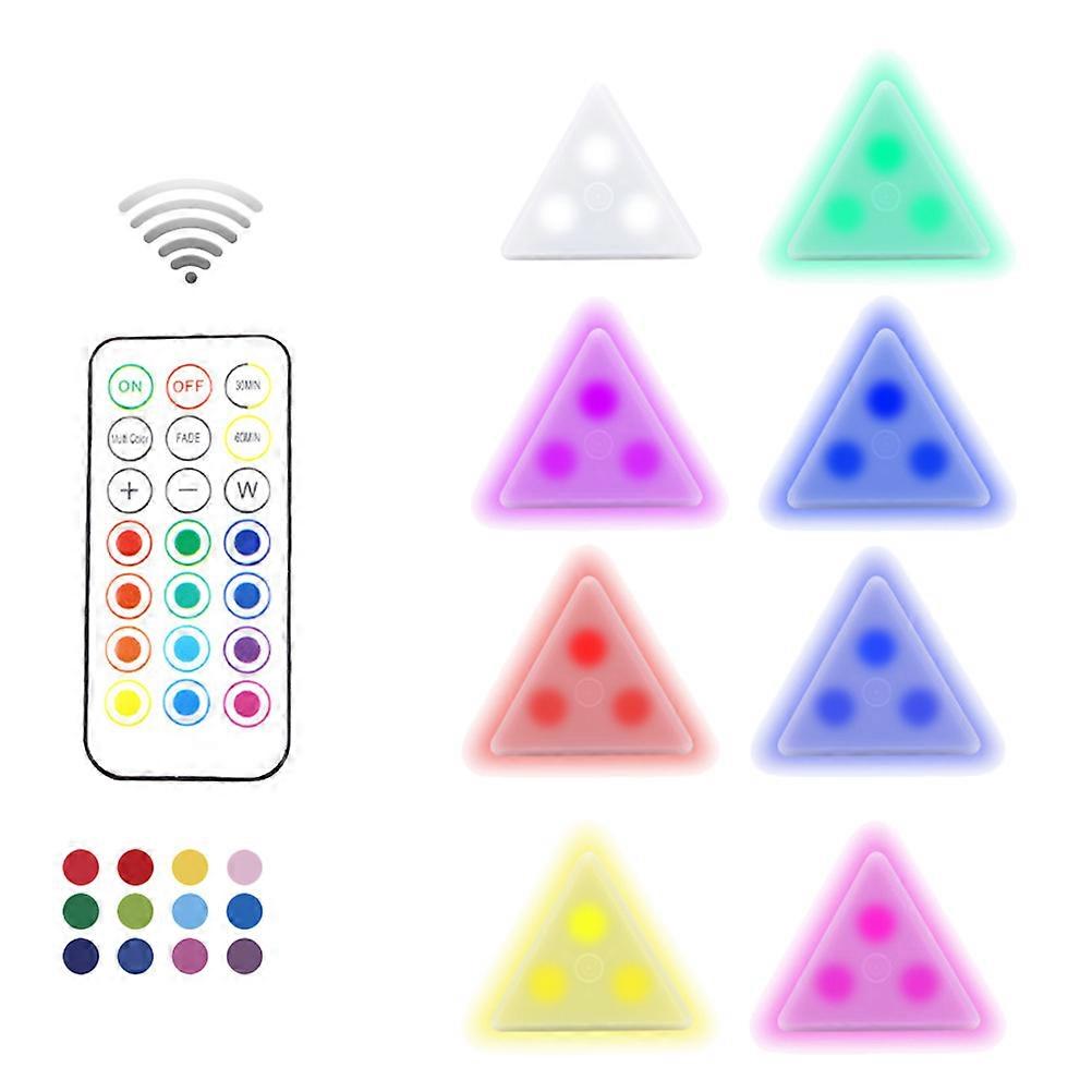 Color Changing Triangle Lamp For Indoor Decoration 8X8X2CM Soft Light Wireless Remote Control 1Set