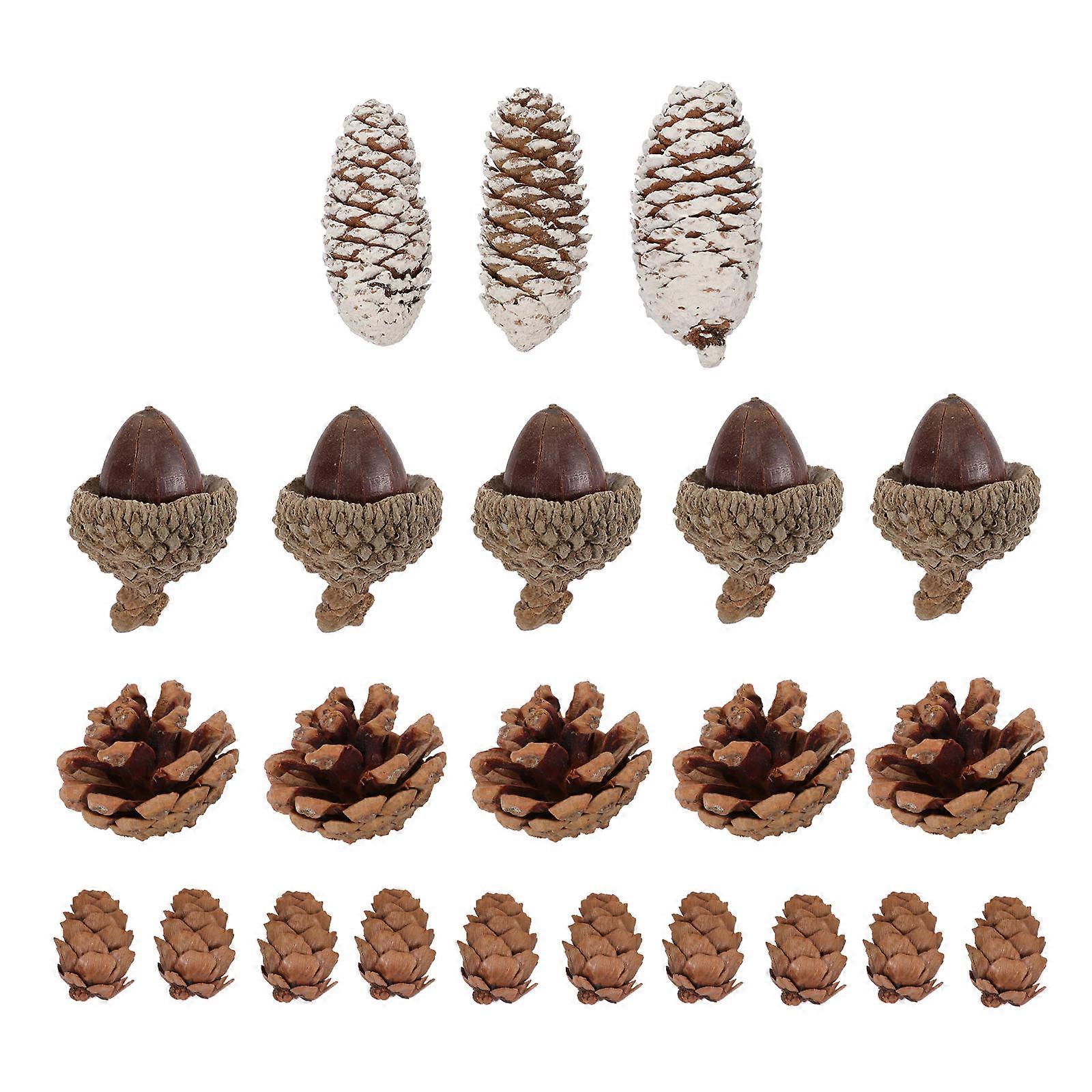 Pine Cones For Craft Fall Ornaments For Tree Christmas Diy Props Cone Shape Assorted Color 23Pcs