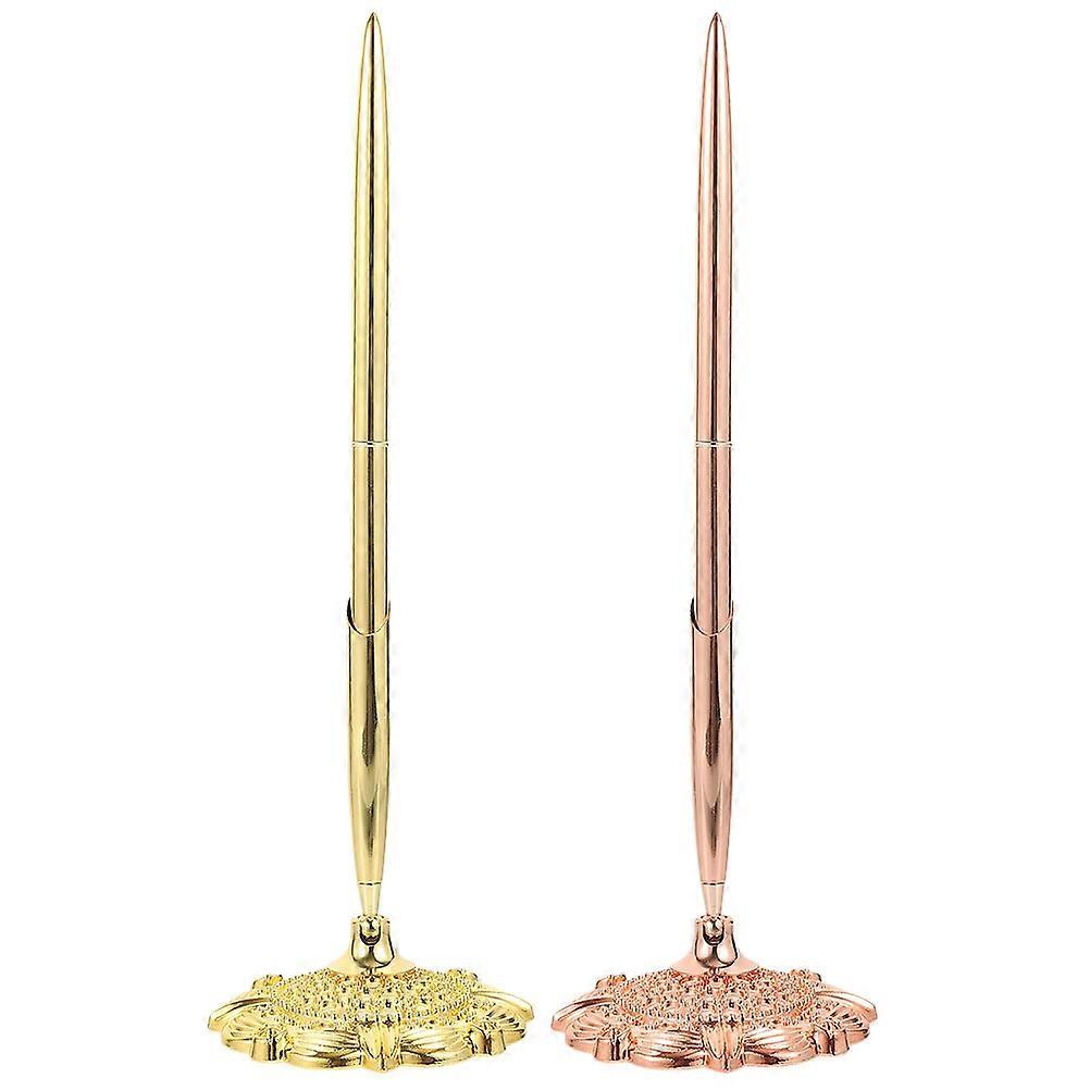 Signature Pen Ballpoint Pen Smooth Writing For Hotel Services Cylindrical Shape 2Pcs