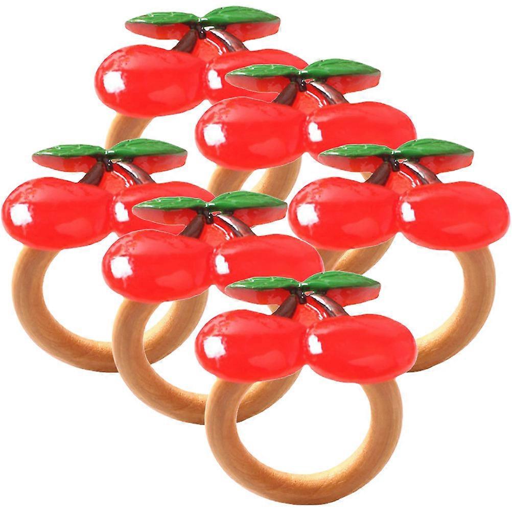 Festive Table Decorations Napkin Rings Holder Cherry Style Multi-Colored 6Pcs